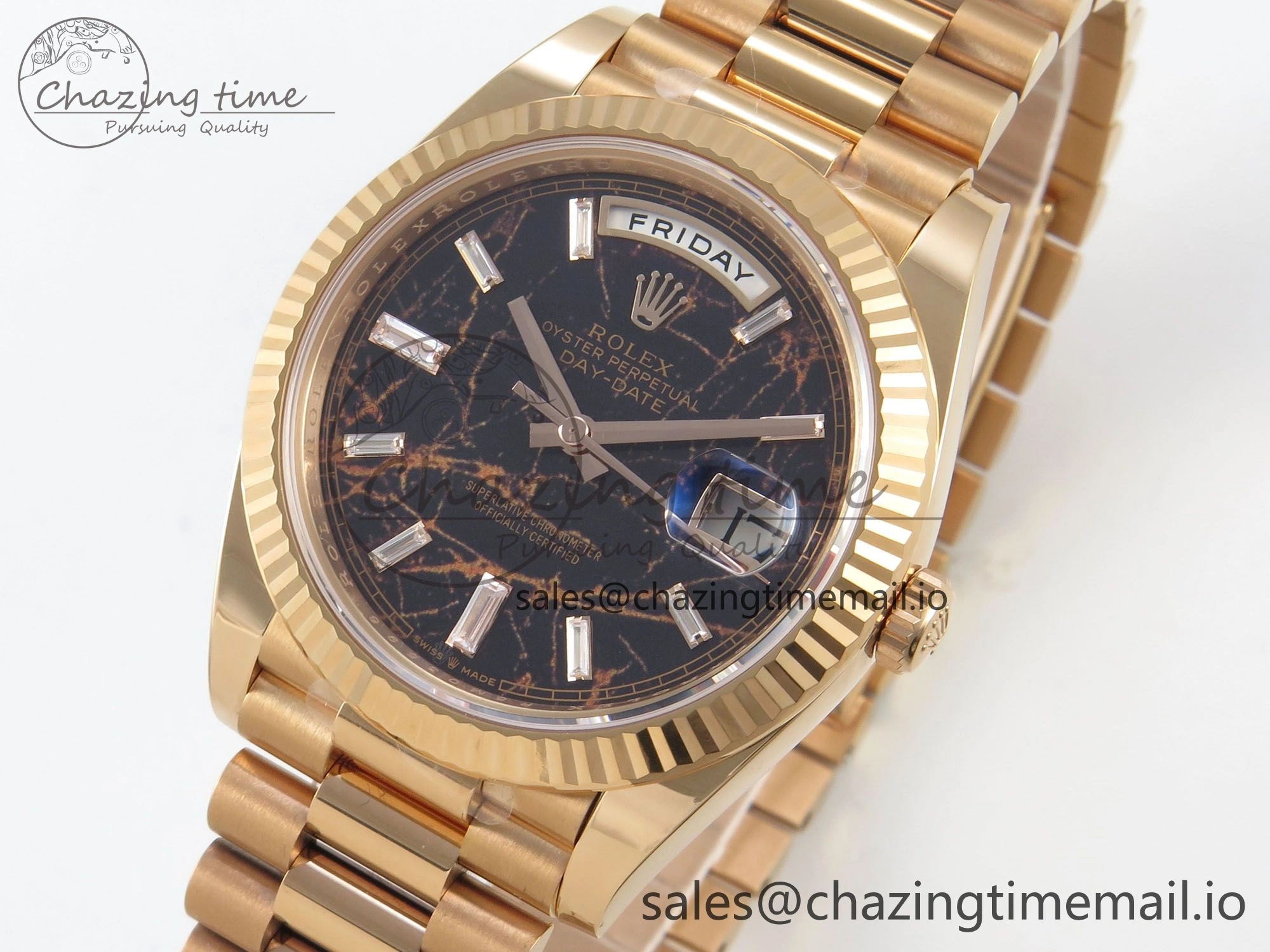 Day Date 40 RG 228235 THBF 1:1 Best Edition Eisenkiesel Crystal Dial on President Bracelet VR3255 V3 (Gain Weight)