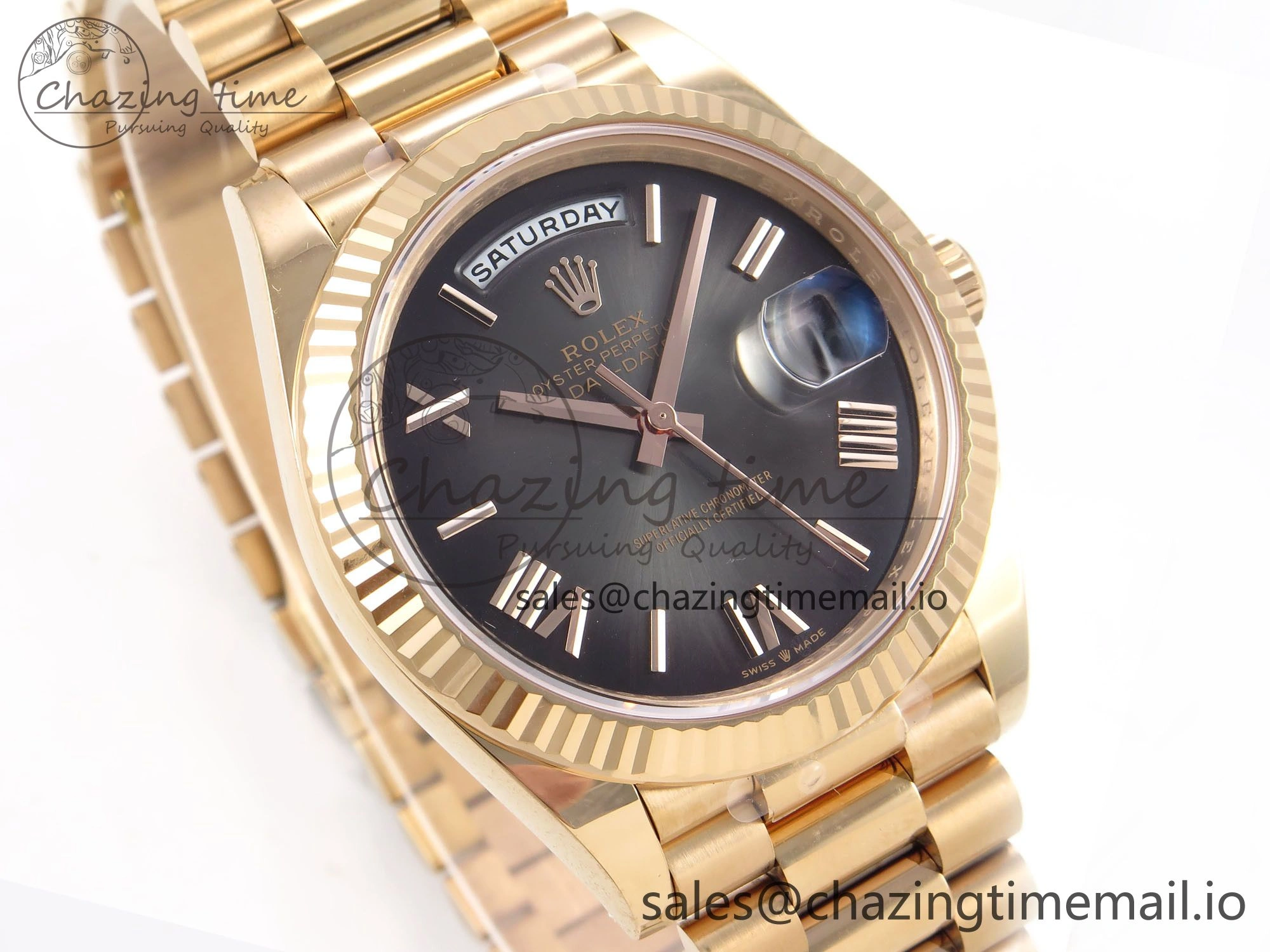 Day Date 40 RG 228235 THBF 1:1 Best Edition Gray Ombre Roman Dial on President Bracelet VR3255 (Gain Weight)