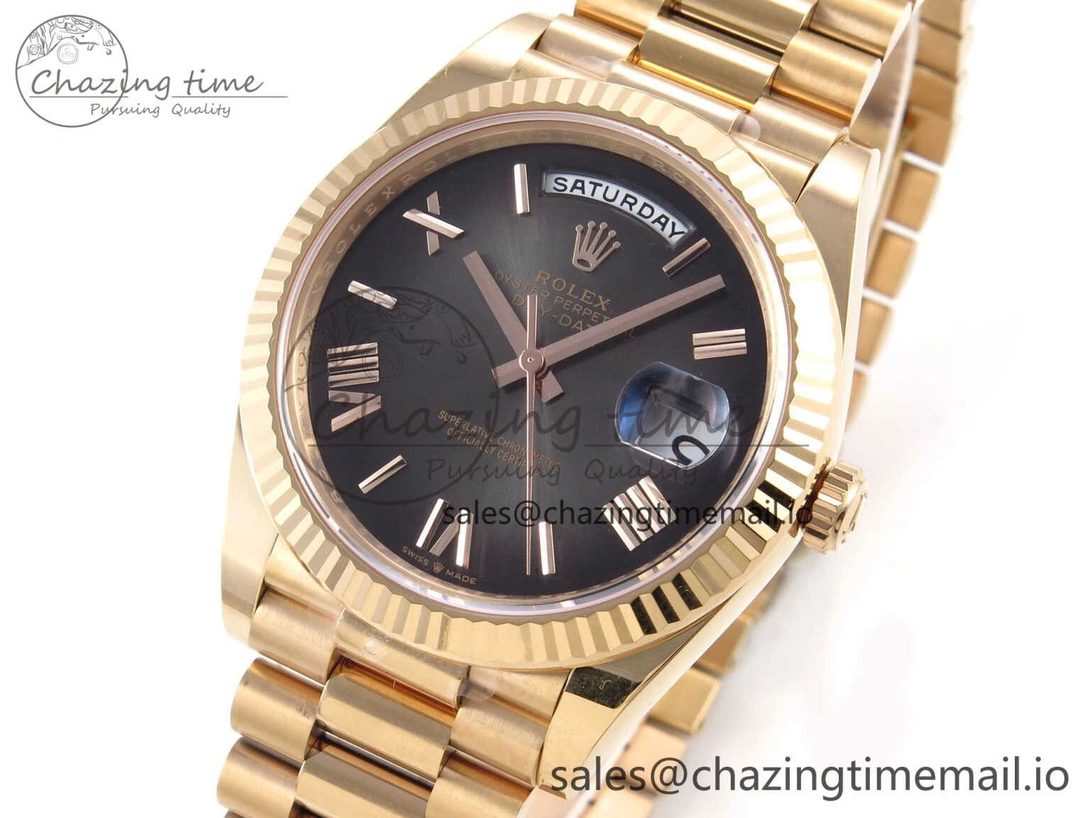 Day Date 40 RG 228235 THBF 1:1 Best Edition Gray Ombre Roman Dial on President Bracelet VR3255 (Gain Weight)