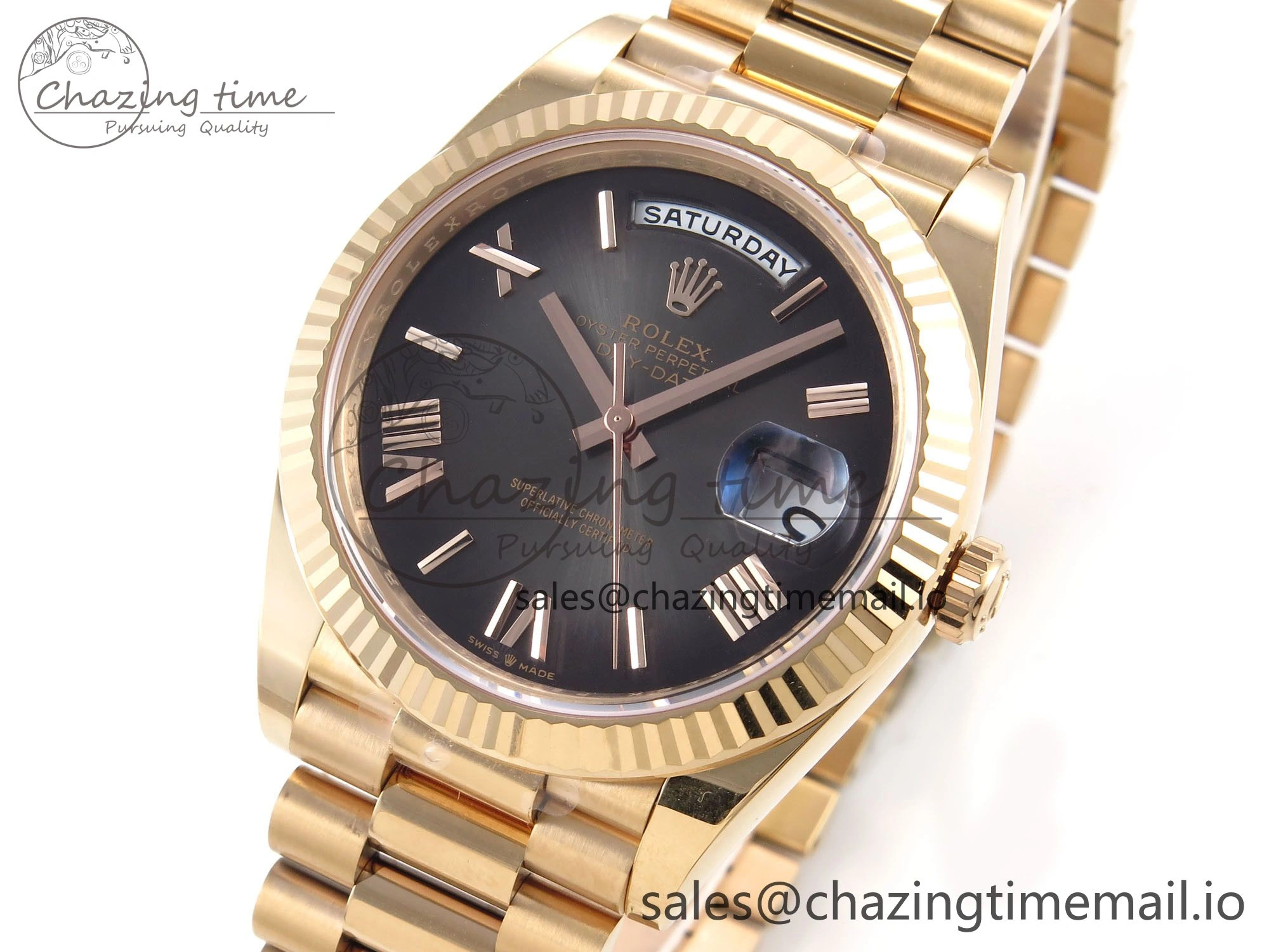Day Date 40 RG 228235 THBF 1:1 Best Edition Gray Ombre Roman Dial on President Bracelet VR3255 (Gain Weight)