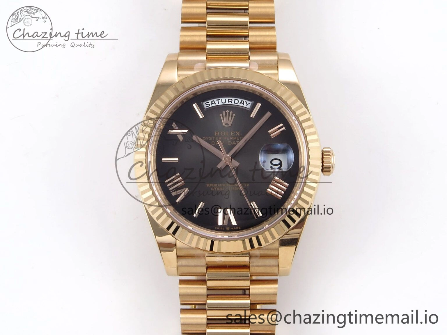 Day Date 40 RG 228235 THBF 1:1 Best Edition Gray Ombre Roman Dial on President Bracelet VR3255 (Gain Weight)