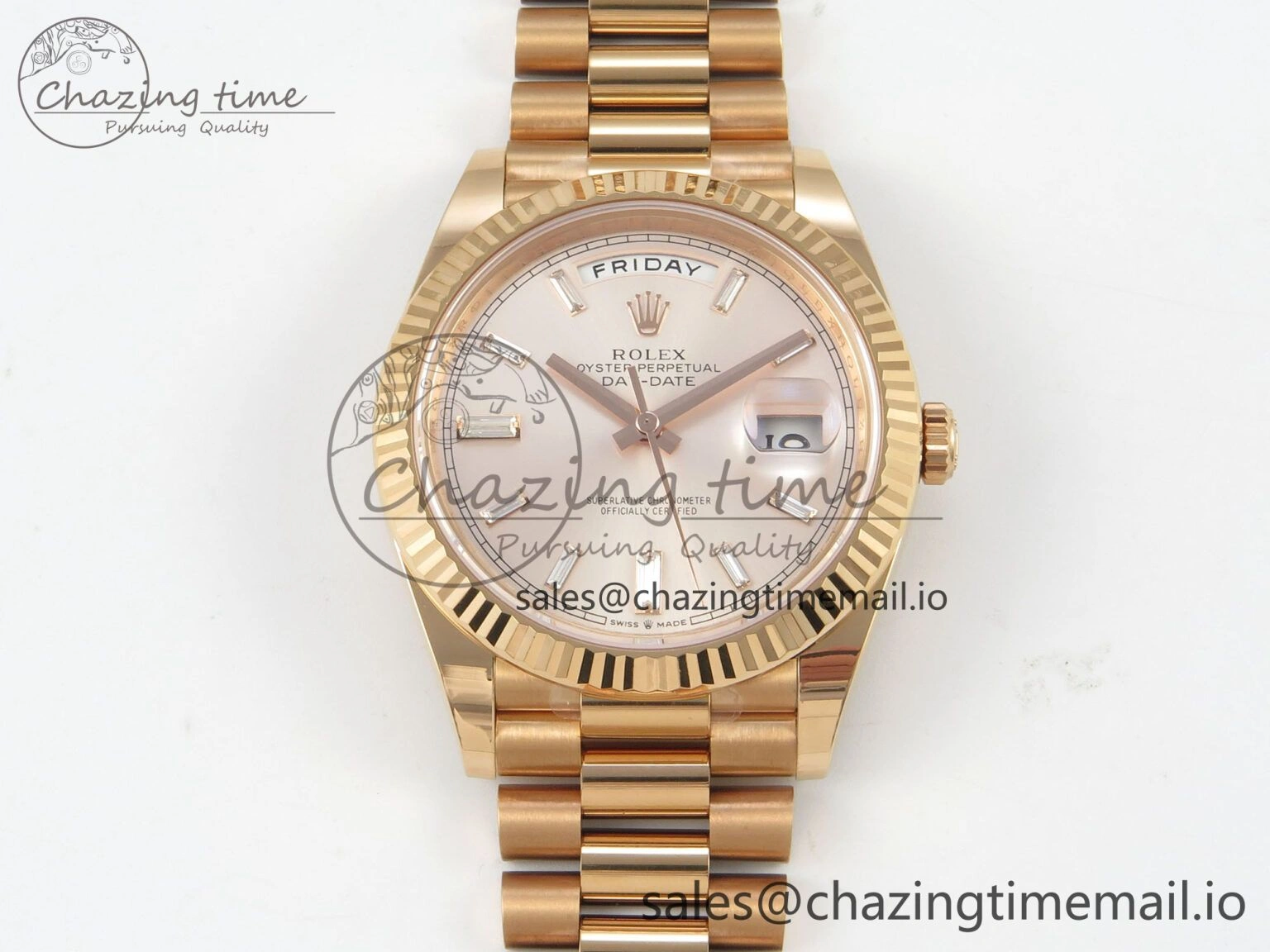 Day Date 40 RG 228235 THBF 1:1 Best Edition RG Crystal Dial on President Bracelet VR3255 V3 (Gain Weight)