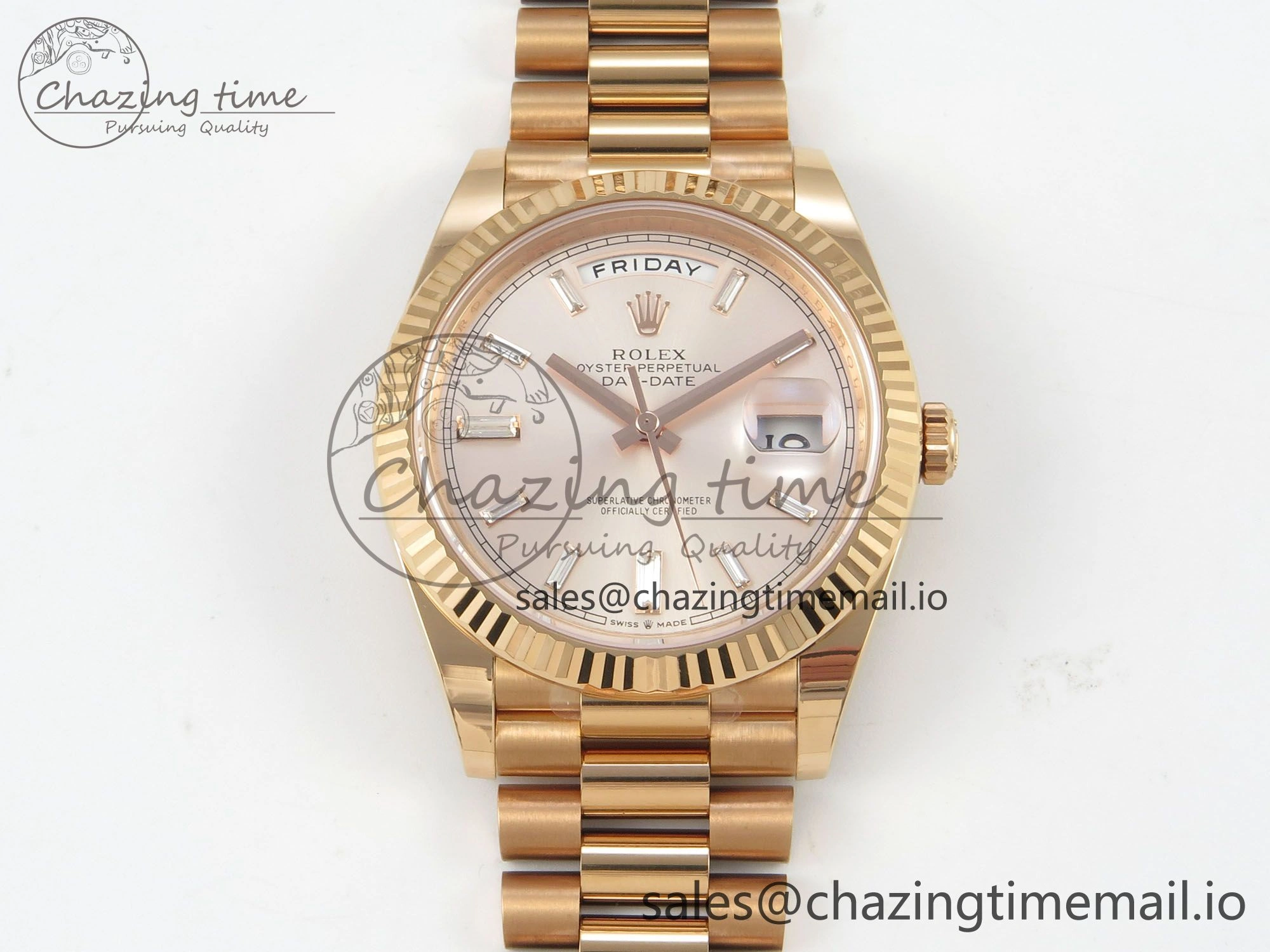 Day Date 40 RG 228235 THBF 1:1 Best Edition RG Crystal Dial on President Bracelet VR3255 V3 (Gain Weight)