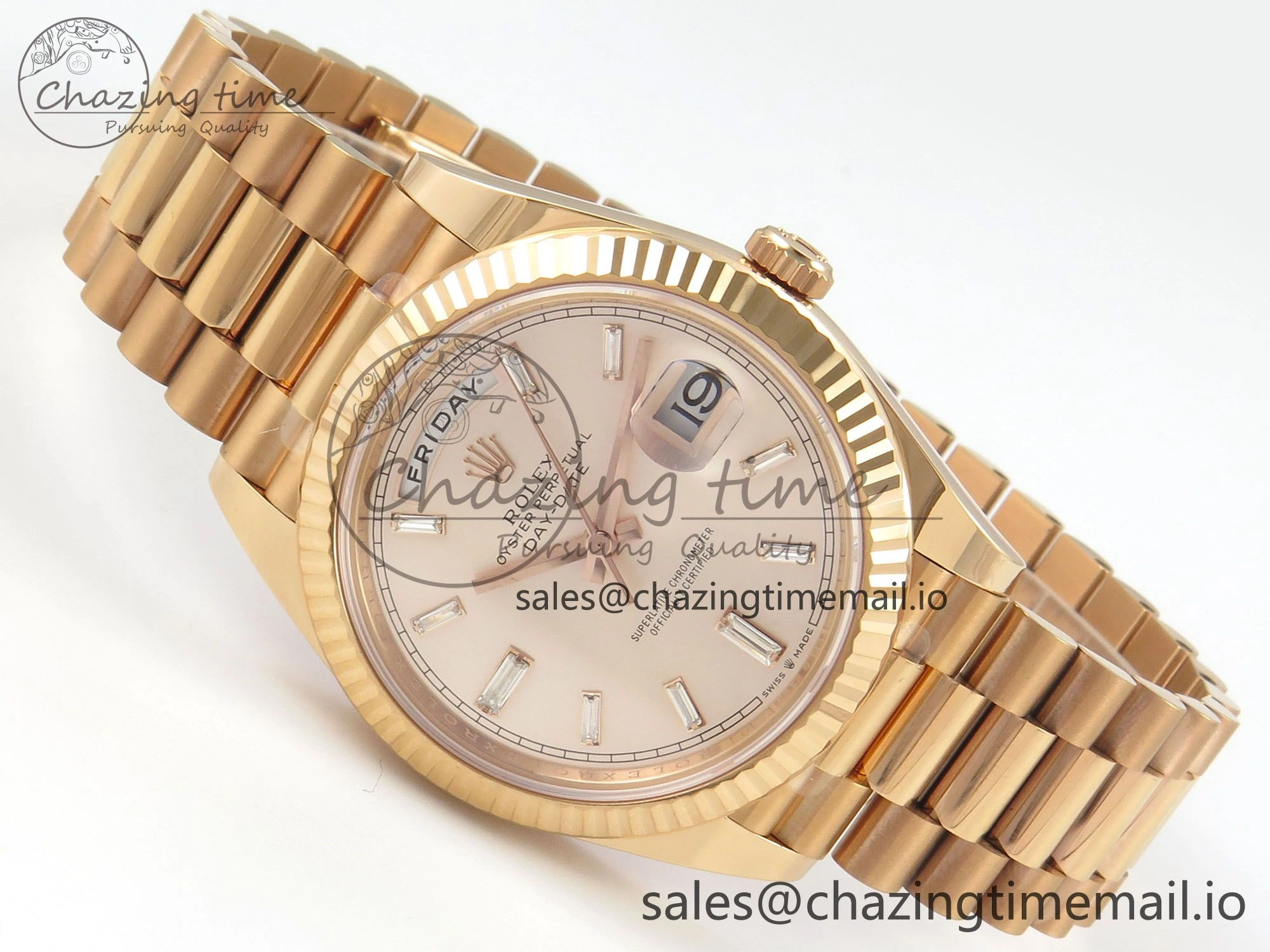 Day Date 40 RG 228235 THBF 1:1 Best Edition RG Crystal Dial on President Bracelet VR3255 V3 (Gain Weight)