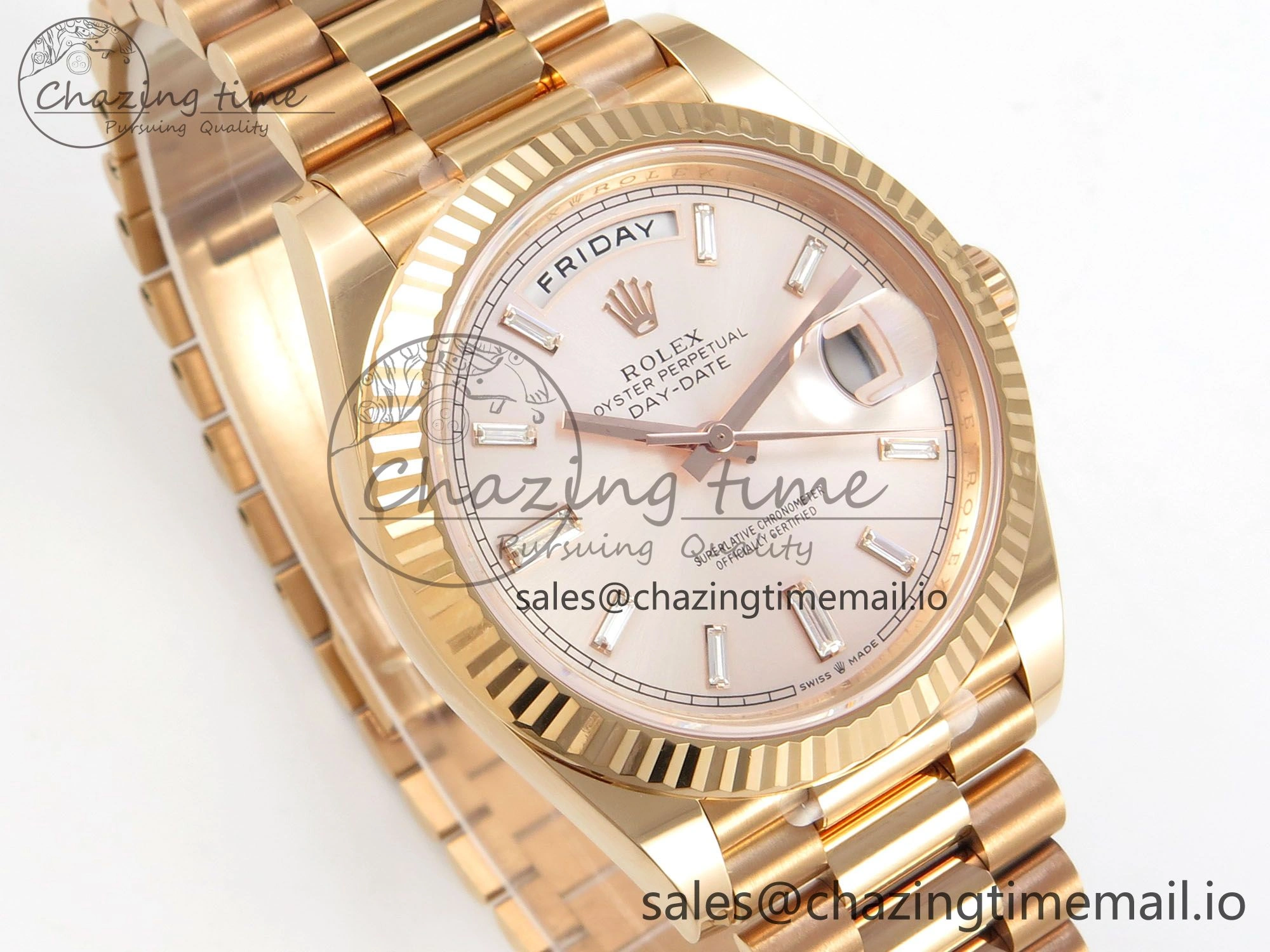 Day Date 40 RG 228235 THBF 1:1 Best Edition RG Crystal Dial on President Bracelet VR3255 V3 (Gain Weight)
