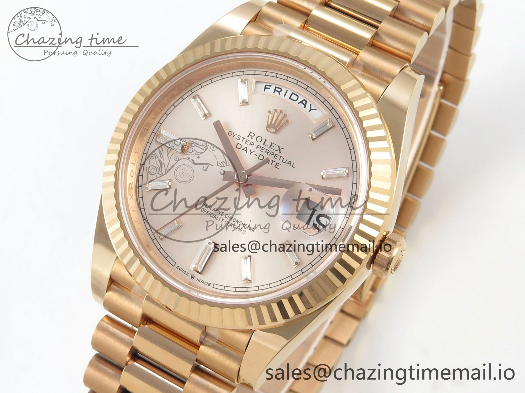 Day Date 40 RG 228235 THBF 1:1 Best Edition RG Crystal Dial on President Bracelet VR3255 V3 (Gain Weight)
