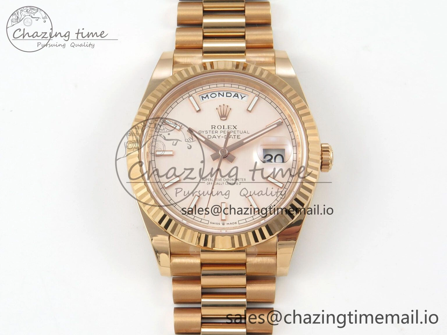 Day Date 40 RG 228235 THBF 1:1 Best Edition RG Marker Dial on President Bracelet VR3255 V3 (Gain Weight)