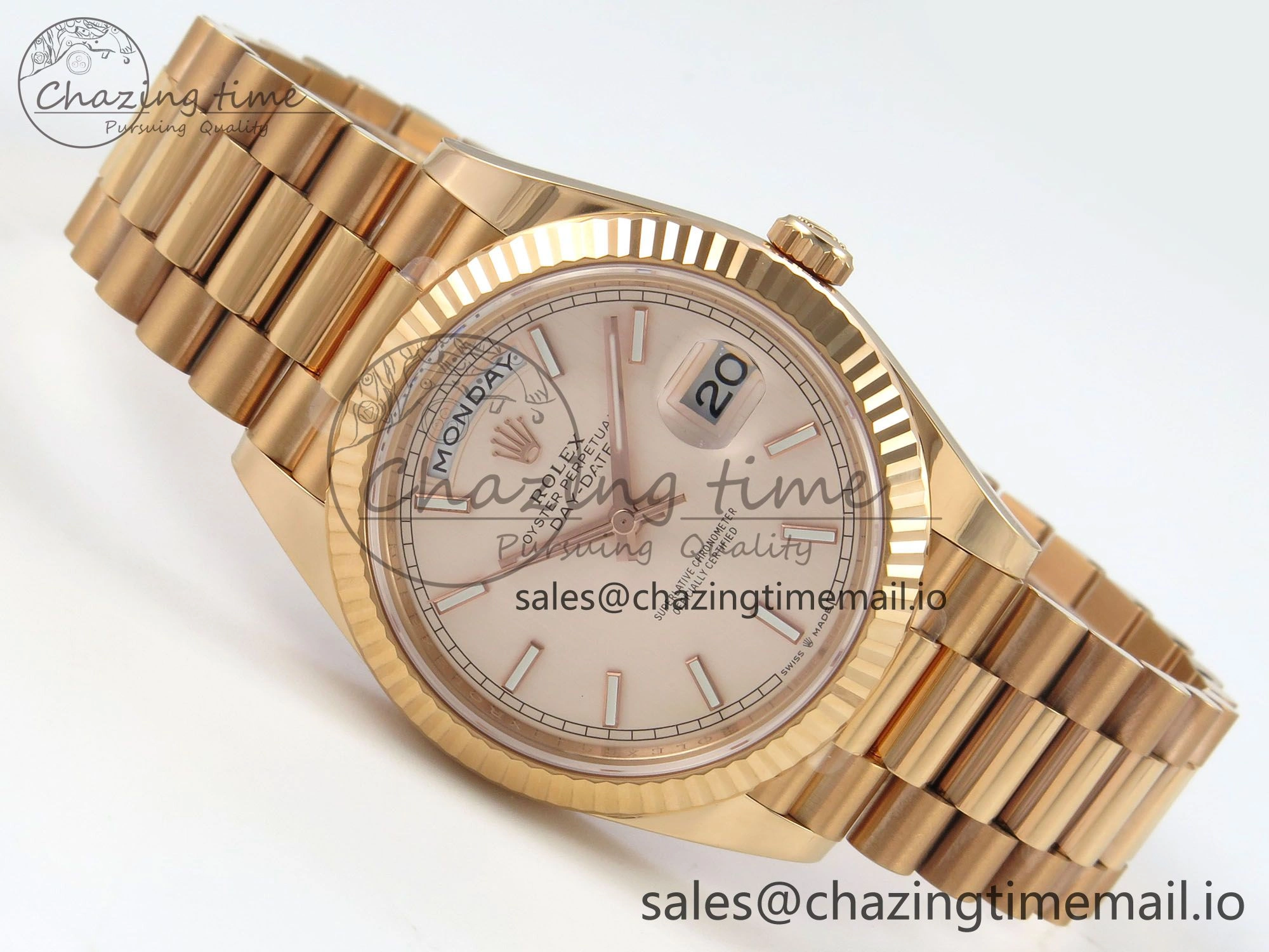 Day Date 40 RG 228235 THBF 1:1 Best Edition RG Marker Dial on President Bracelet VR3255 V3 (Gain Weight)