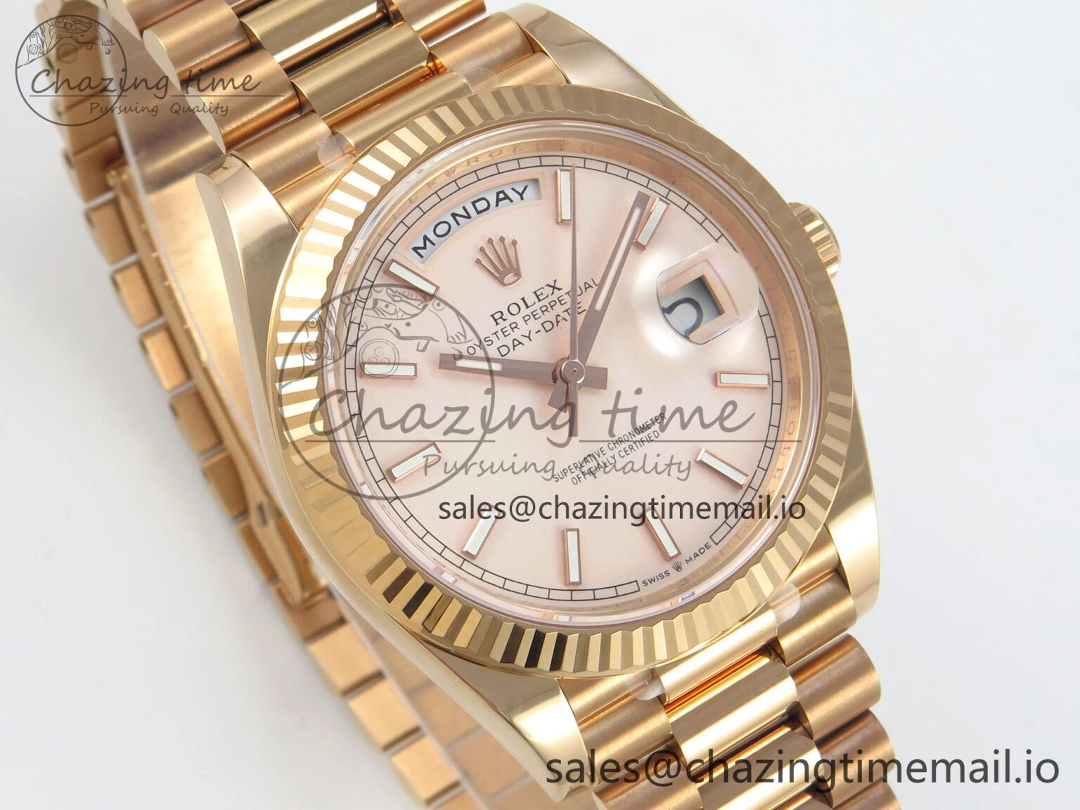 Day Date 40 RG 228235 THBF 1:1 Best Edition RG Marker Dial on President Bracelet VR3255 V3 (Gain Weight)