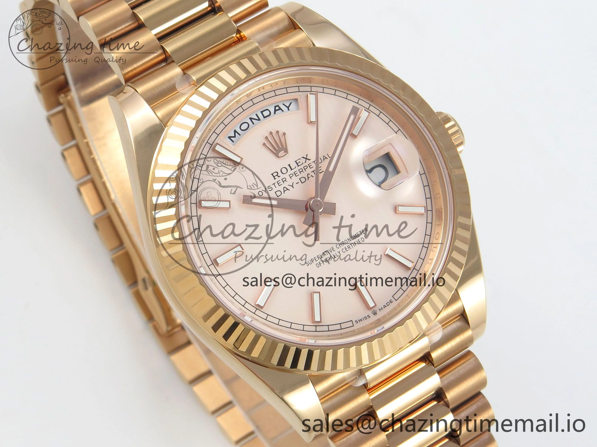 Day Date 40 RG 228235 THBF 1:1 Best Edition RG Marker Dial on President Bracelet VR3255 V3 (Gain Weight)