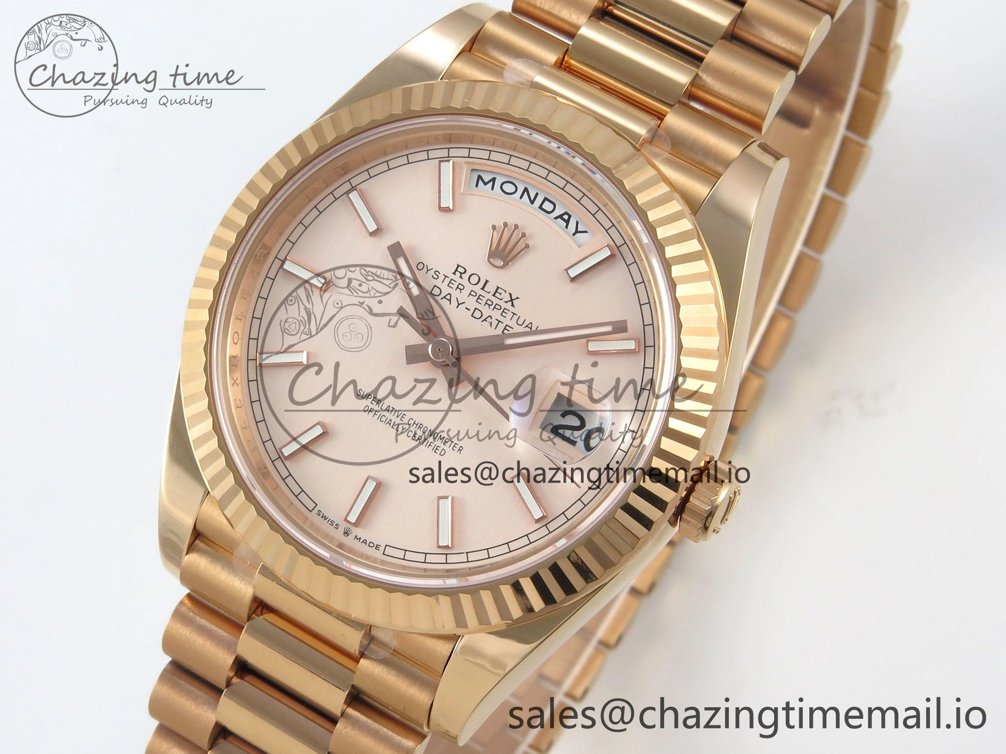 Day Date 40 RG 228235 THBF 1:1 Best Edition RG Marker Dial on President Bracelet VR3255 V3 (Gain Weight)