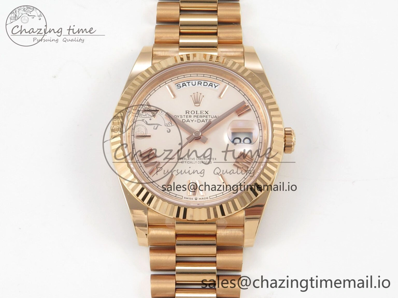 Day Date 40 RG 228235 THBF 1:1 Best Edition RG Roman Dial on President Bracelet VR3255 V3 (Gain Weight)