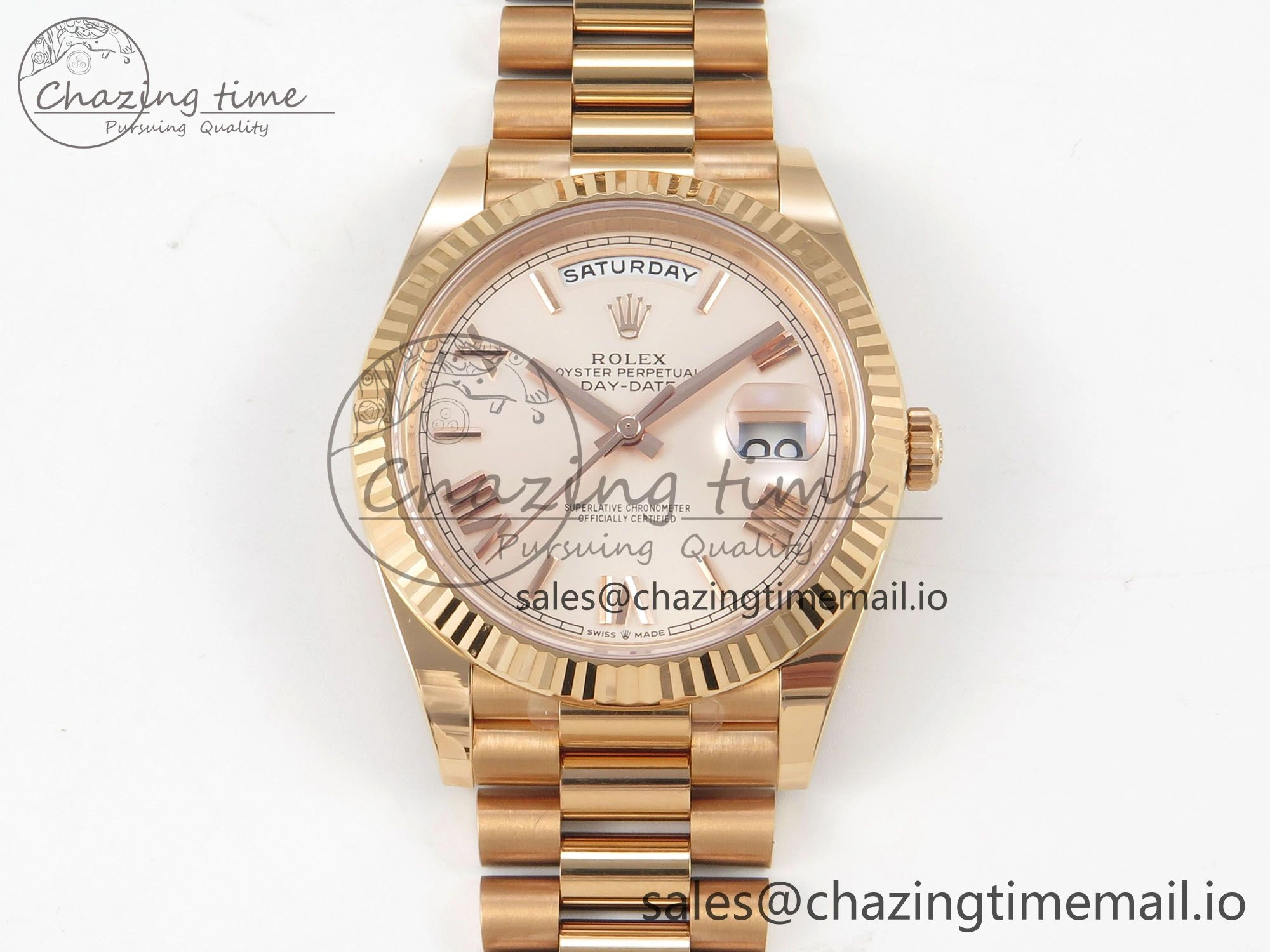 Day Date 40 RG 228235 THBF 1:1 Best Edition RG Roman Dial on President Bracelet VR3255 V3 (Gain Weight)