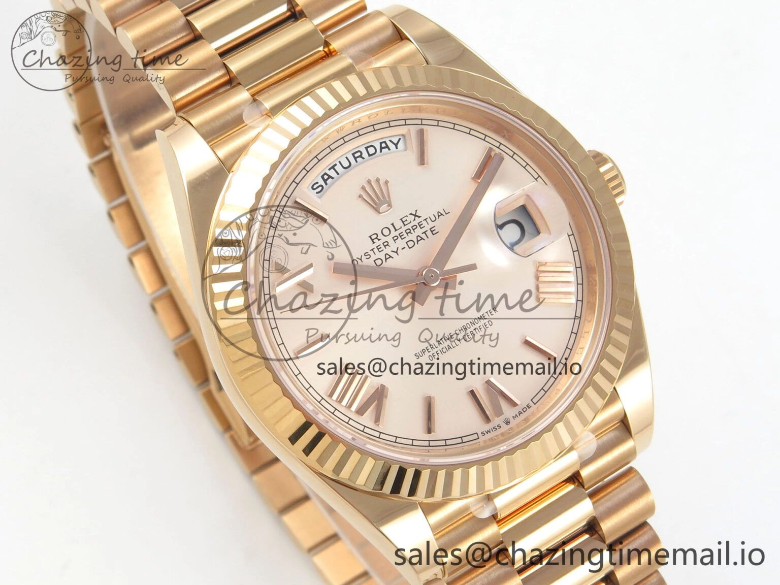 Day Date 40 RG 228235 THBF 1:1 Best Edition RG Roman Dial on President Bracelet VR3255 V3 (Gain Weight)