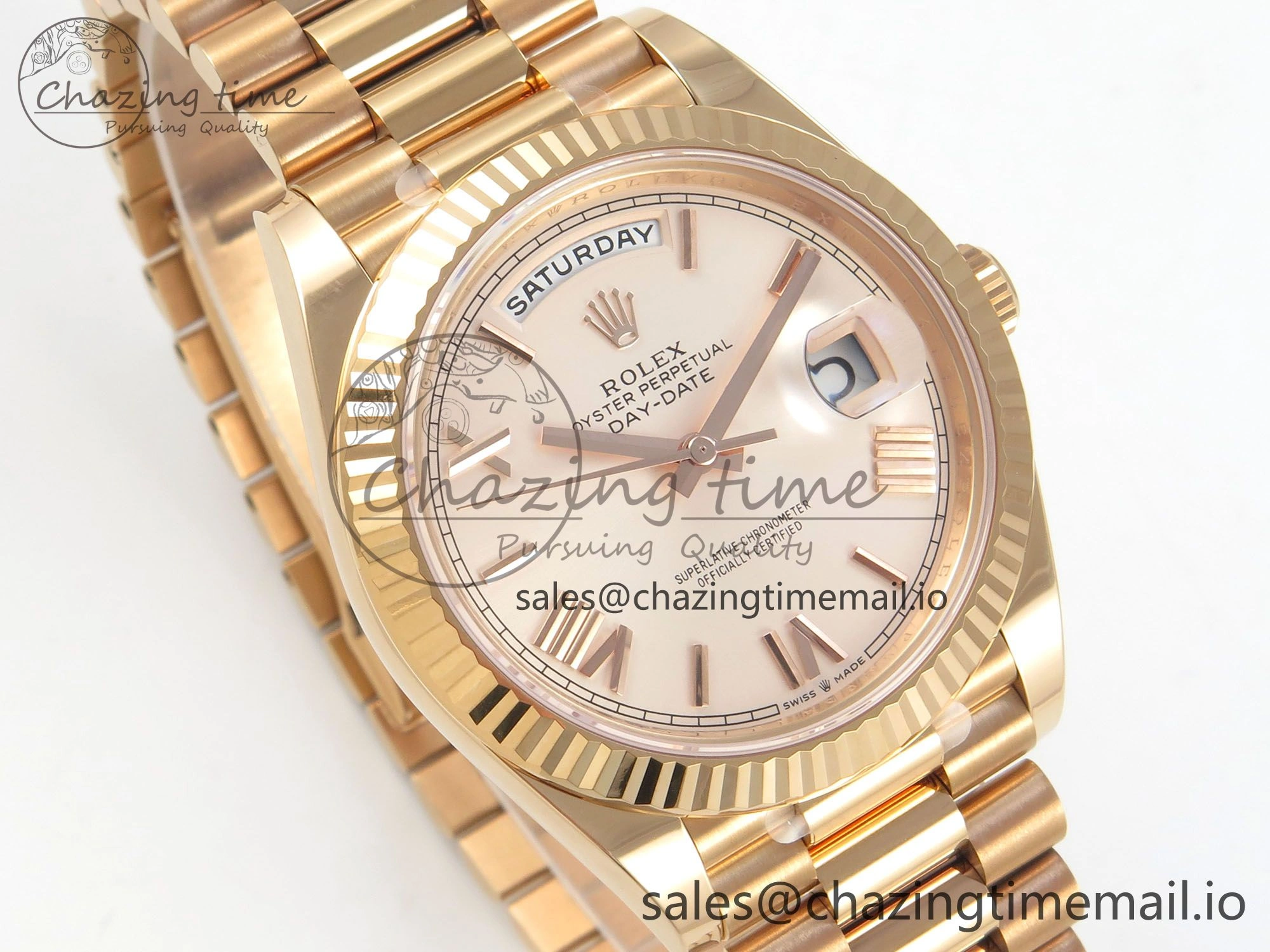 Day Date 40 RG 228235 THBF 1:1 Best Edition RG Roman Dial on President Bracelet VR3255 V3 (Gain Weight)