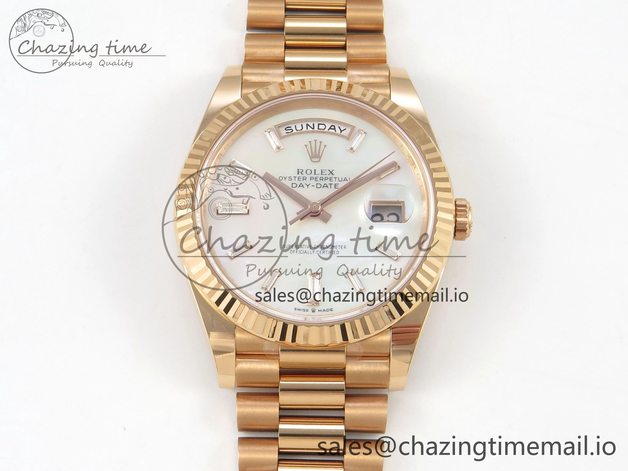 Day Date 40 RG 228235 THBF 1:1 Best Edition White MOP Crystal Dial on President Bracelet VR3255 V3 (Gain Weight)