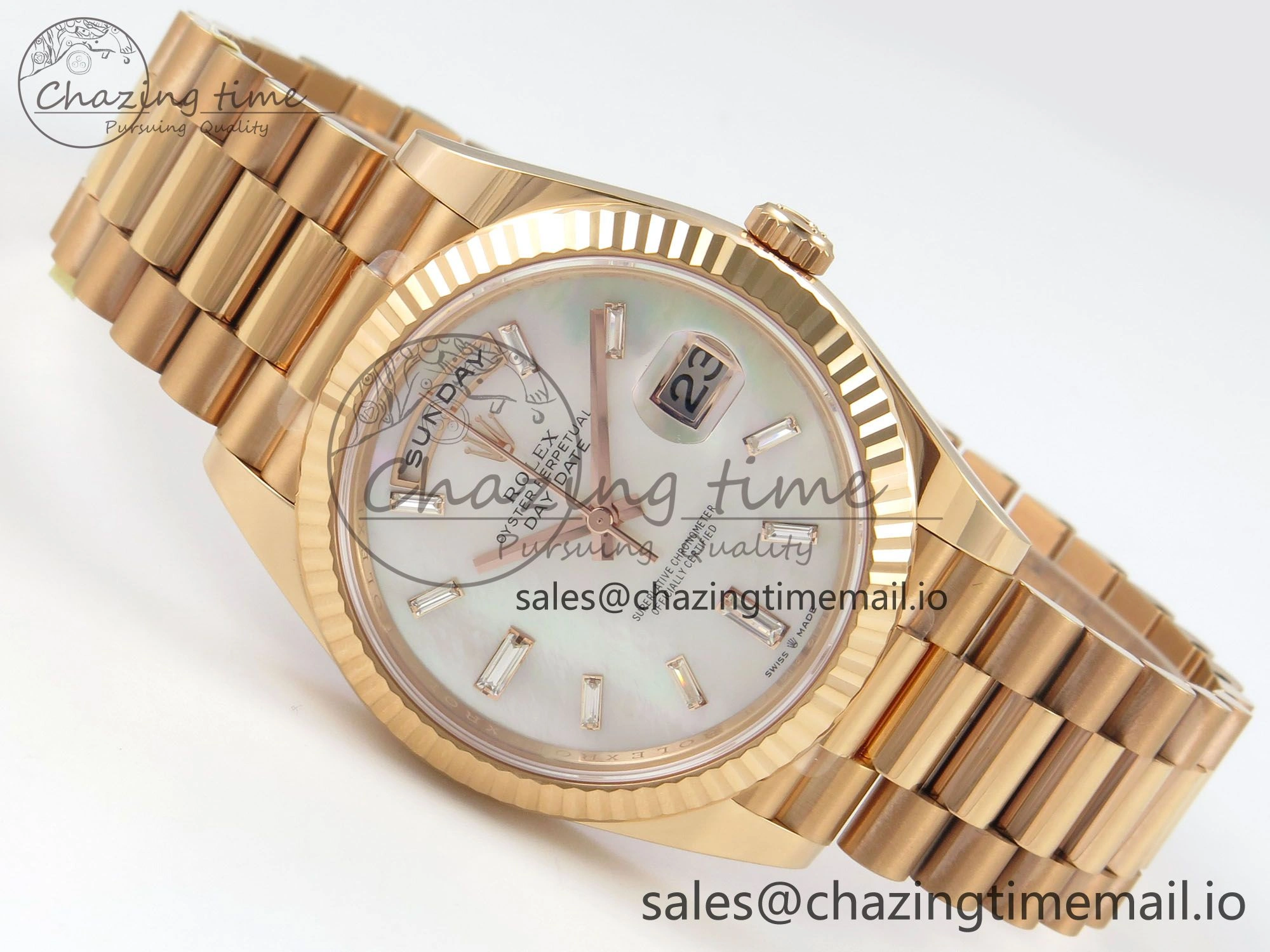 Day Date 40 RG 228235 THBF 1:1 Best Edition White MOP Crystal Dial on President Bracelet VR3255 V3 (Gain Weight)