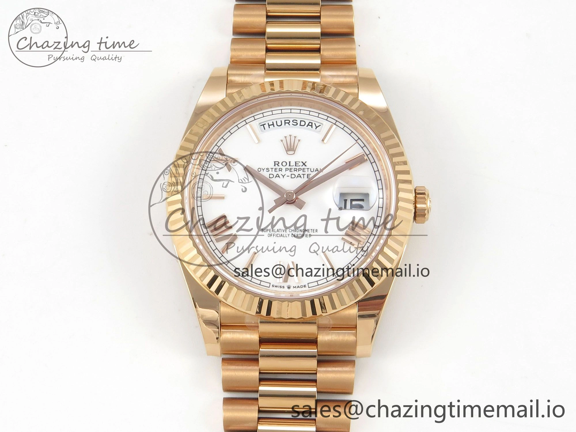 Day Date 40 RG 228235 THBF 1:1 Best Edition White Roman Dial on President Bracelet VR3255 V3 (Gain Weight)