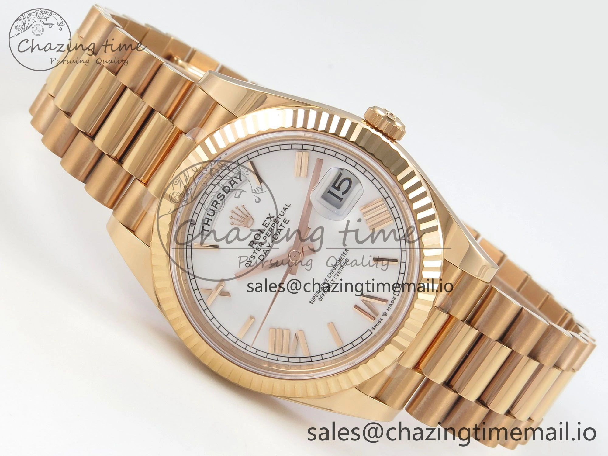 Day Date 40 RG 228235 THBF 1:1 Best Edition White Roman Dial on President Bracelet VR3255 V3 (Gain Weight)