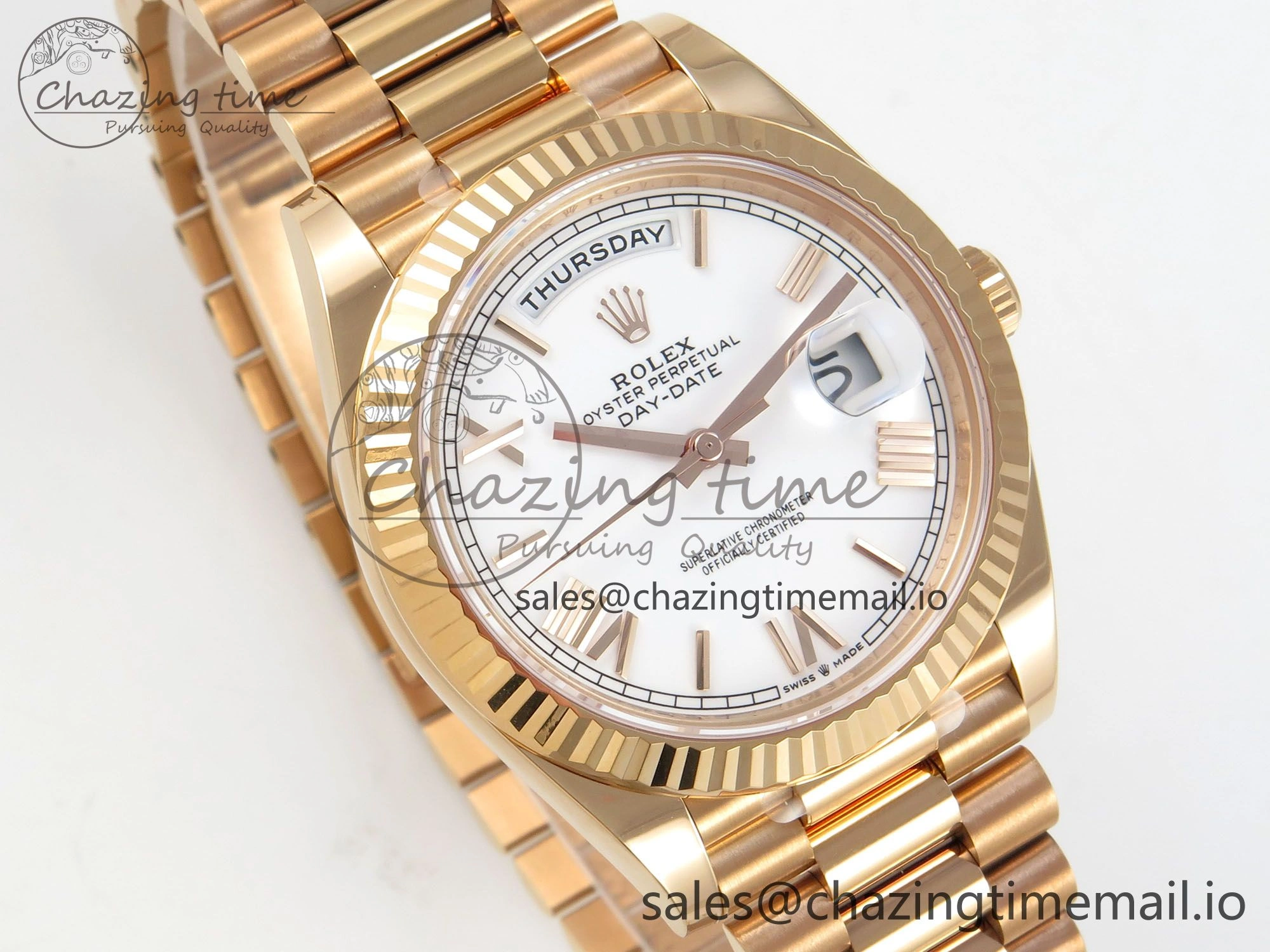Day Date 40 RG 228235 THBF 1:1 Best Edition White Roman Dial on President Bracelet VR3255 V3 (Gain Weight)