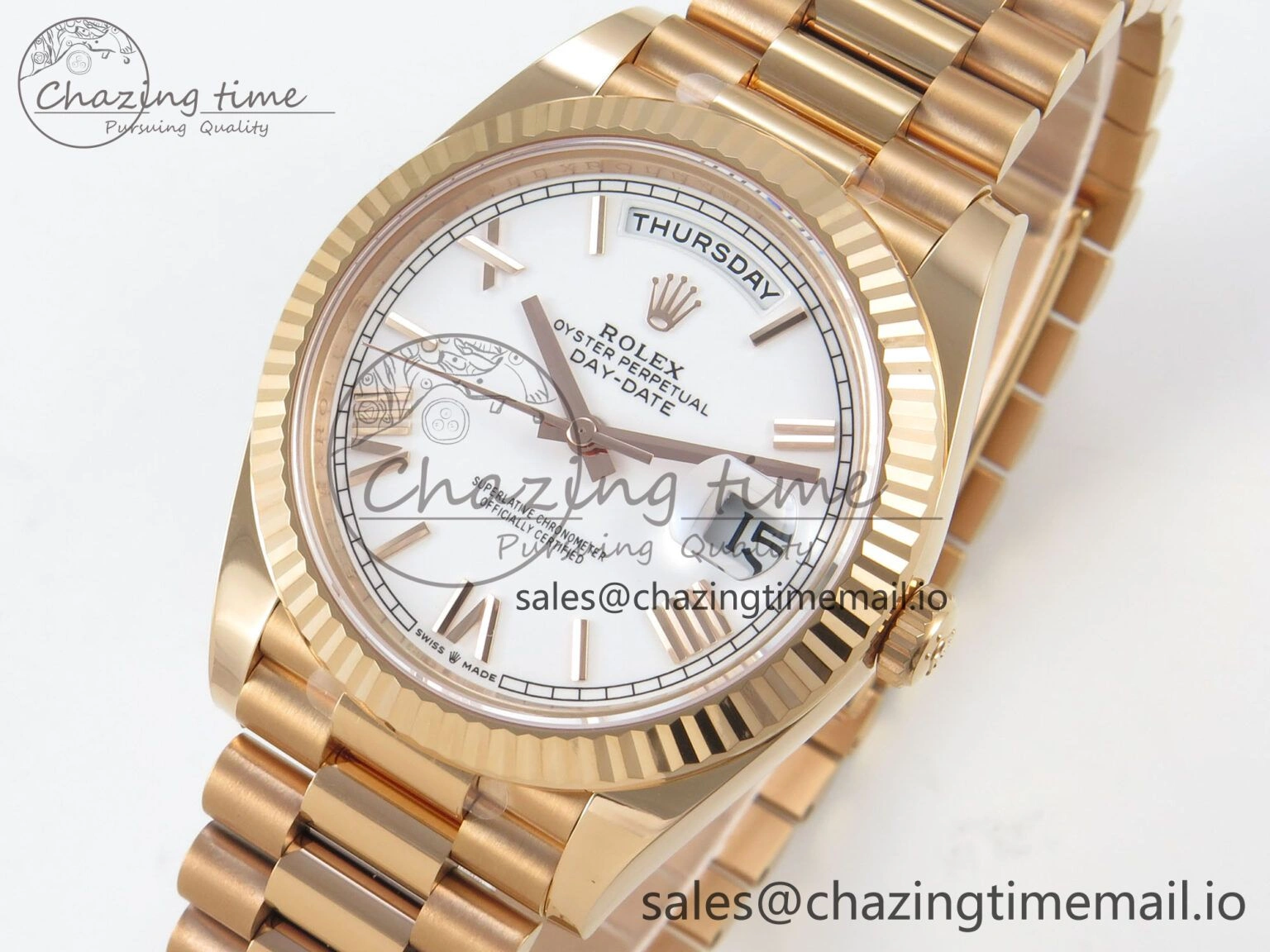 Day Date 40 RG 228235 THBF 1:1 Best Edition White Roman Dial on President Bracelet VR3255 V3 (Gain Weight)