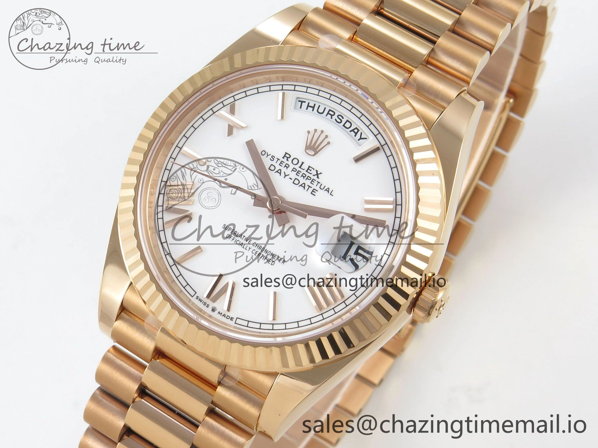 Day Date 40 RG 228235 THBF 1:1 Best Edition White Roman Dial on President Bracelet VR3255 V3 (Gain Weight)