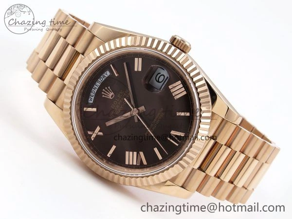 Day Date 40 RG JDF 904L Steel Brown Big Roman Dial on President Bracelet VR3255 V3 (Gain Weight)
