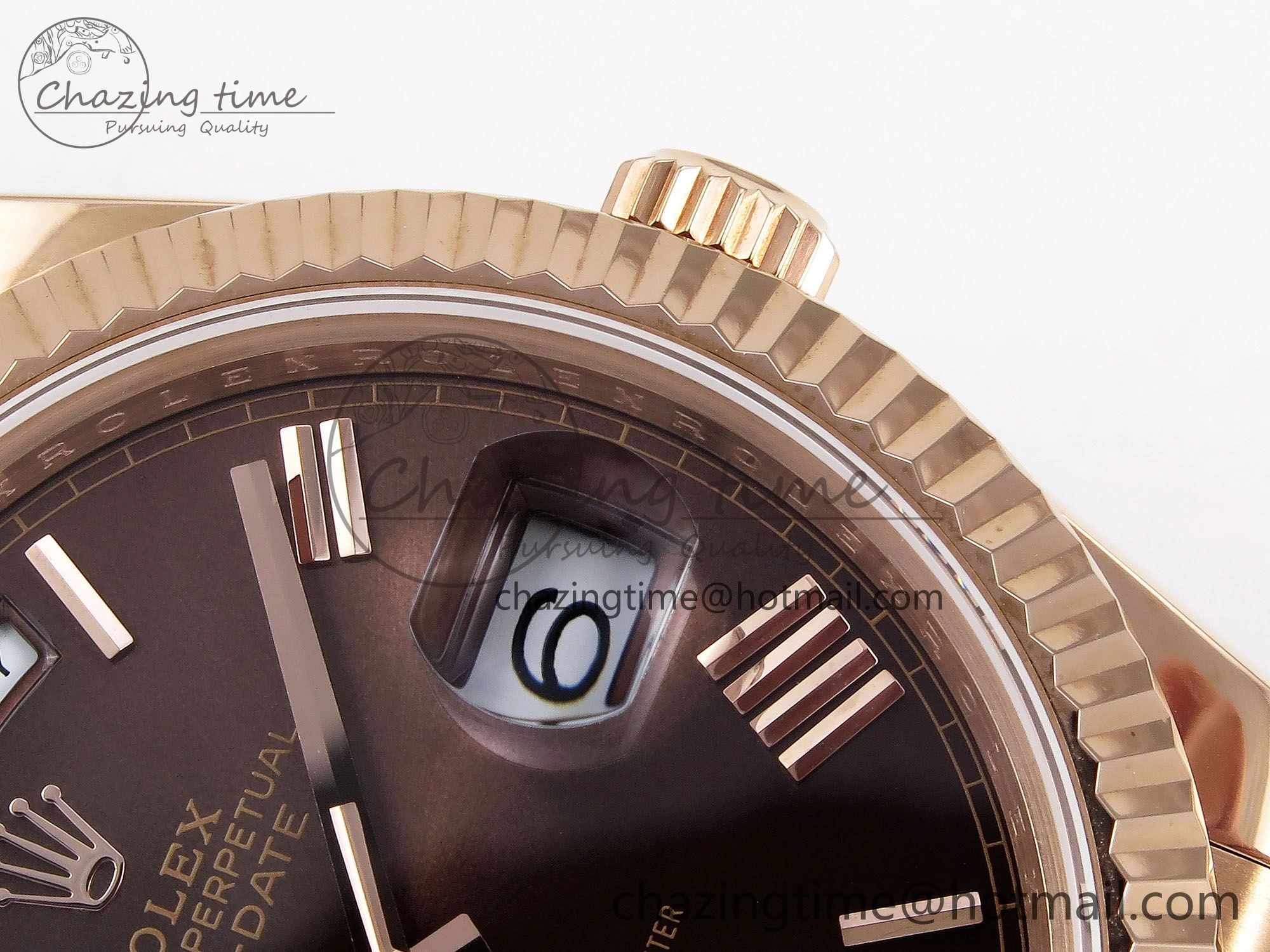 Day Date 40 RG JDF 904L Steel Brown Big Roman Dial on President Bracelet VR3255 V3 (Gain Weight)