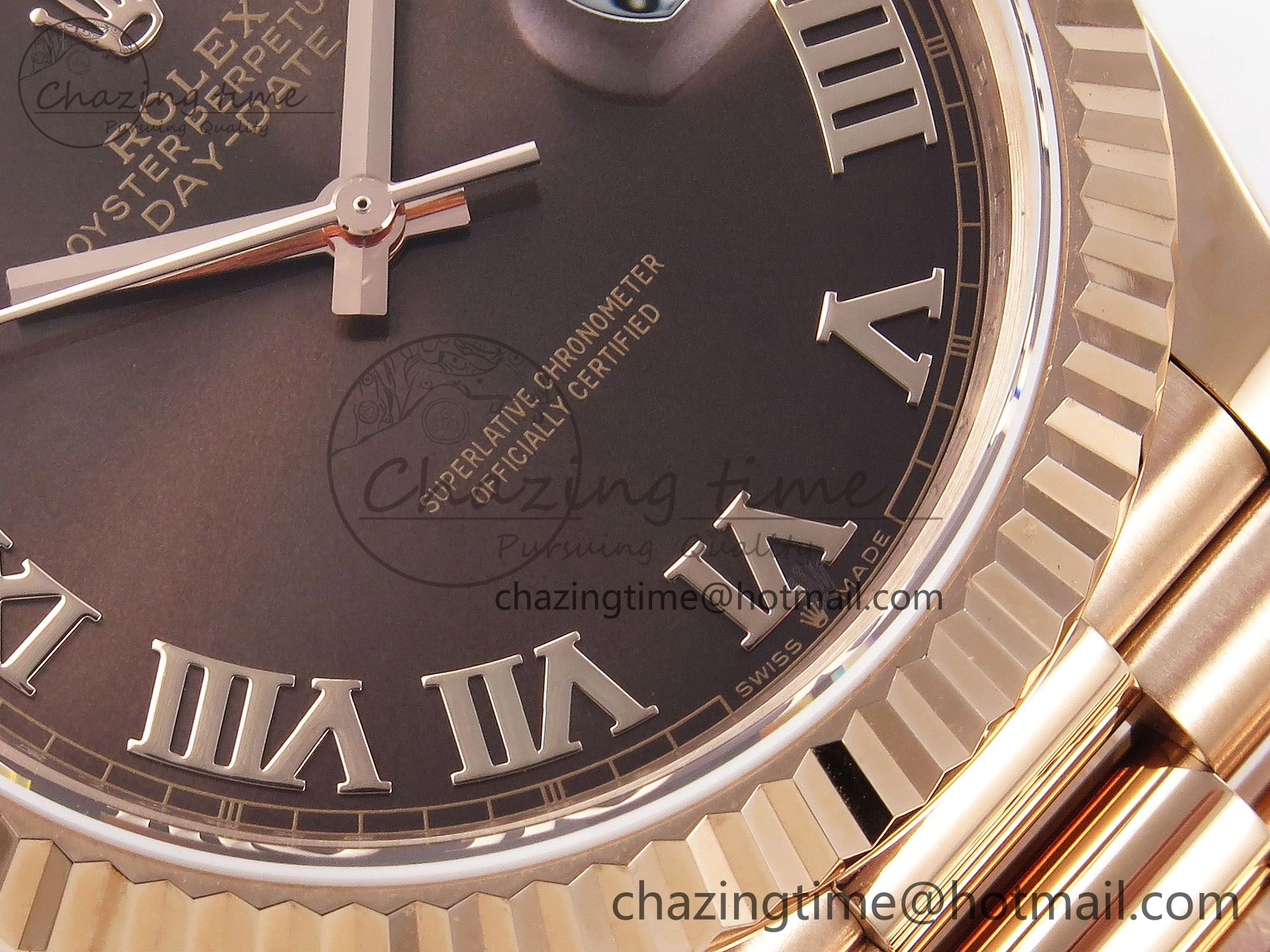 Day Date 40 RG JDF 904L Steel Brown Roman Dial on President Bracelet VR3255 V3 (Gain Weight)