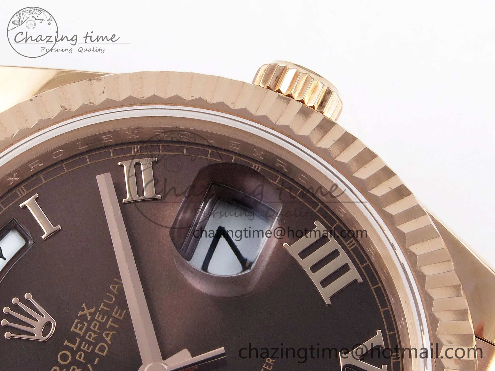 Day Date 40 RG JDF 904L Steel Brown Roman Dial on President Bracelet VR3255 V3 (Gain Weight)