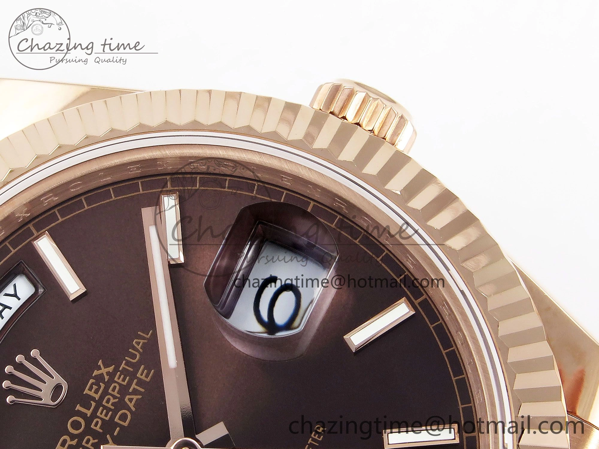 Day Date 40 RG JDF 904L Steel Brown Stick Dial on President Bracelet VR3255 V3 (Gain Weight)