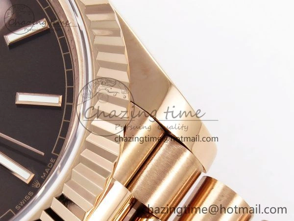 Day Date 40 RG JDF 904L Steel Brown Stick Dial on President Bracelet VR3255 V3 (Gain Weight)