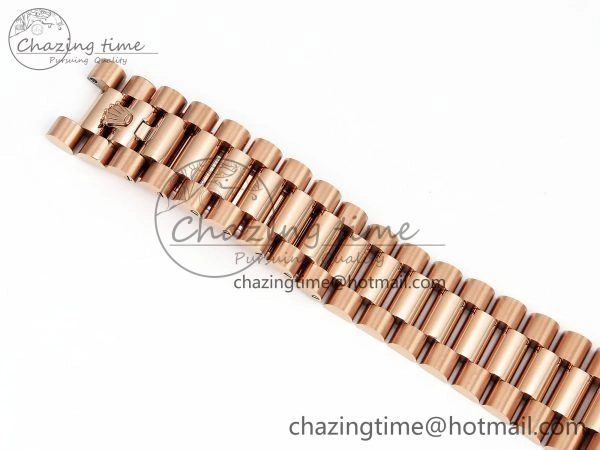 Day Date 40 RG JDF 904L Steel Brown Textured Stick Dial on President Bracelet VR3255 V3 (Gain Weight)