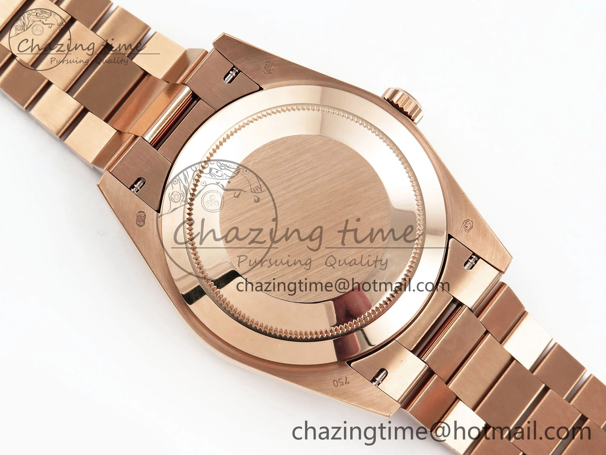 Day Date 40 RG JDF 904L Steel Brown Textured Stick Dial on President Bracelet VR3255 V3 (Gain Weight)