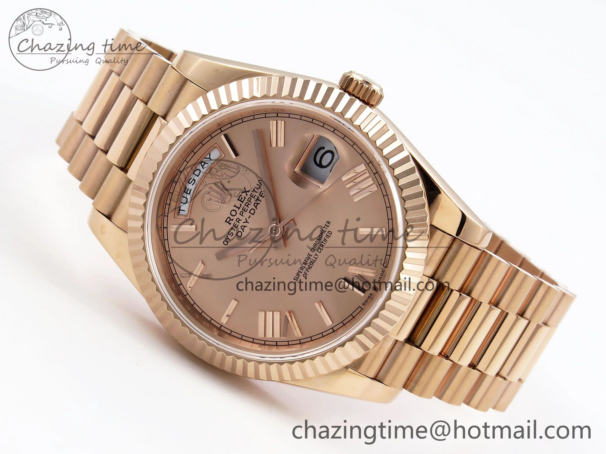 Day Date 40 RG JDF 904L Steel RG Big Roman Dial on President Bracelet VR3255 V3 (Gain Weight)