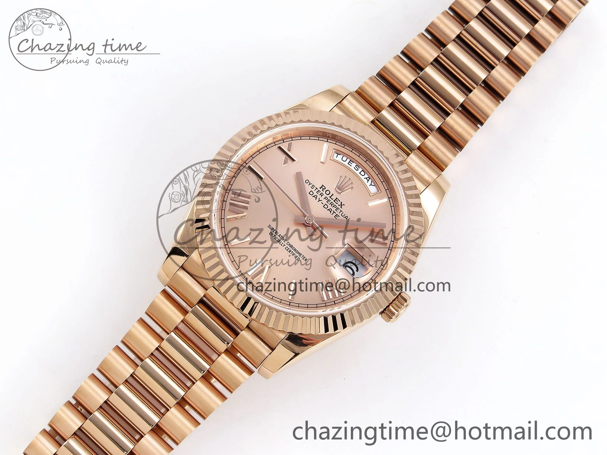 Day Date 40 RG JDF 904L Steel RG Big Roman Dial on President Bracelet VR3255 V3 (Gain Weight)