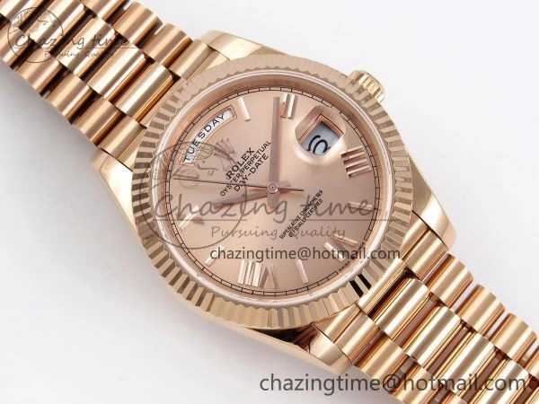 Day Date 40 RG JDF 904L Steel RG Big Roman Dial on President Bracelet VR3255 V3 (Gain Weight)