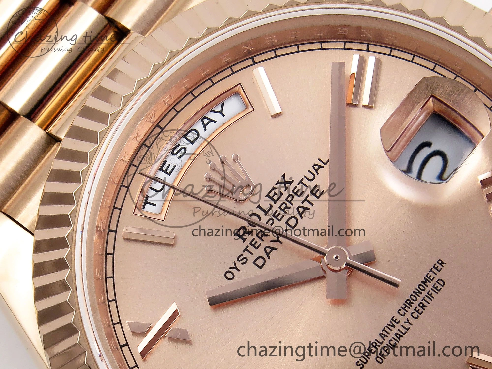 Day Date 40 RG JDF 904L Steel RG Big Roman Dial on President Bracelet VR3255 V3 (Gain Weight)