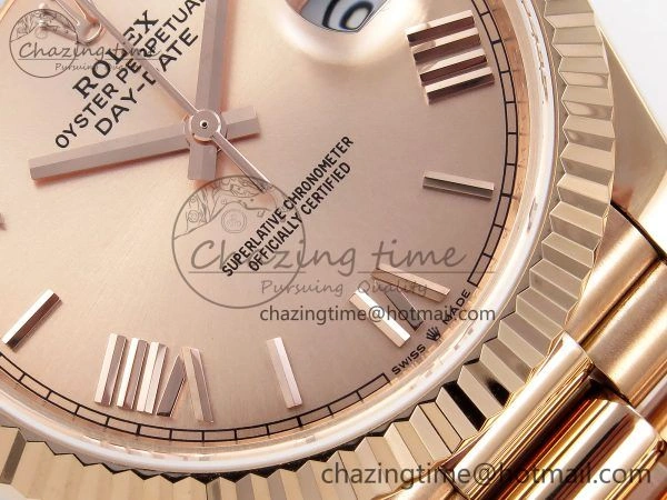 Day Date 40 RG JDF 904L Steel RG Big Roman Dial on President Bracelet VR3255 V3 (Gain Weight)
