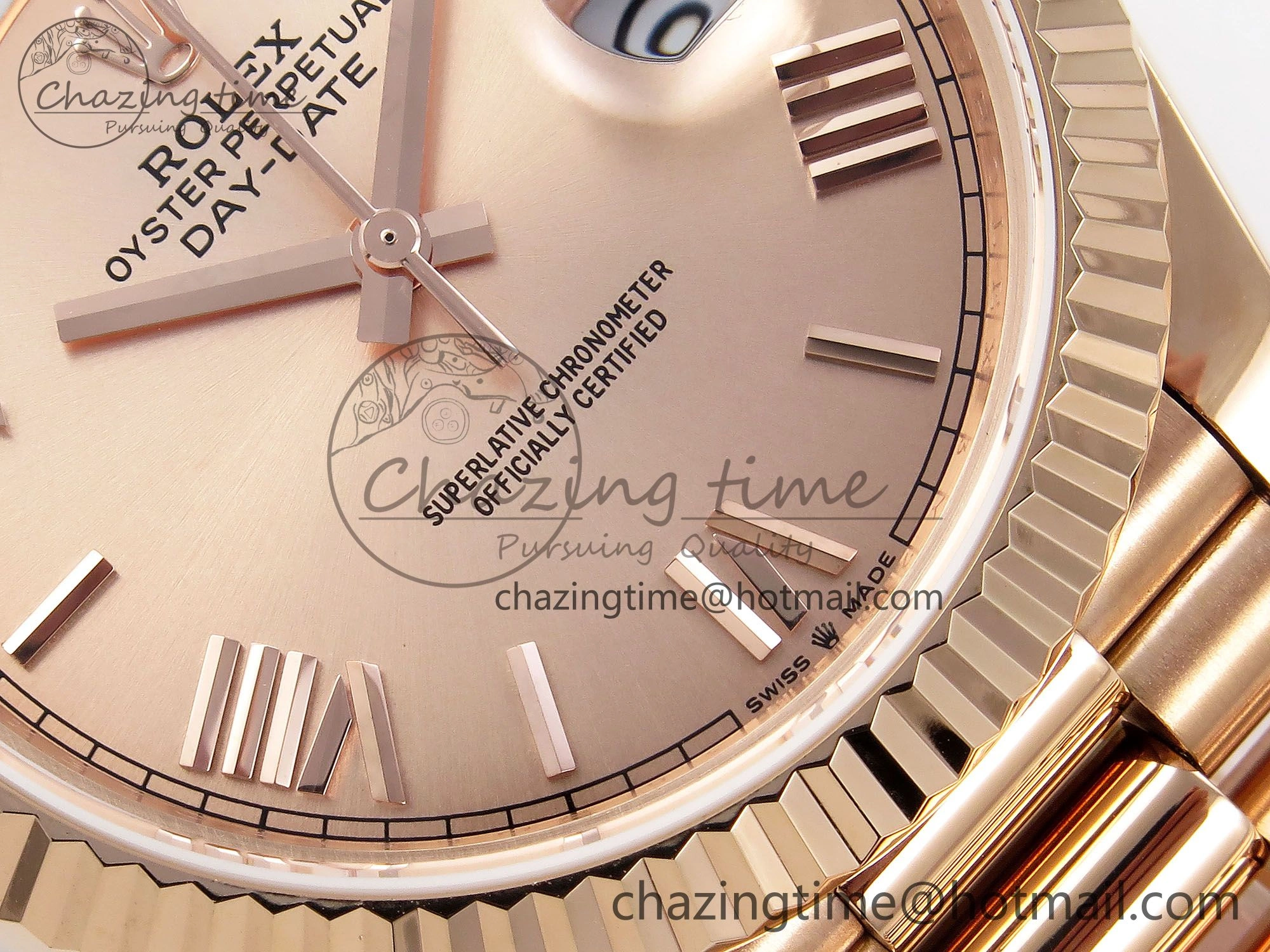 Day Date 40 RG JDF 904L Steel RG Big Roman Dial on President Bracelet VR3255 V3 (Gain Weight)