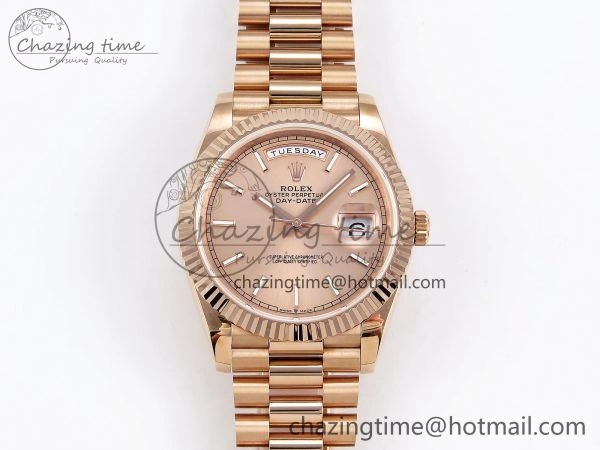 Day Date 40 RG JDF 904L Steel RG Stick Dial on President Bracelet VR3255 V3 (Gain Weight)