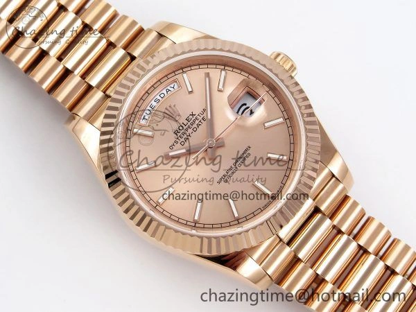 Day Date 40 RG JDF 904L Steel RG Stick Dial on President Bracelet VR3255 V3 (Gain Weight)