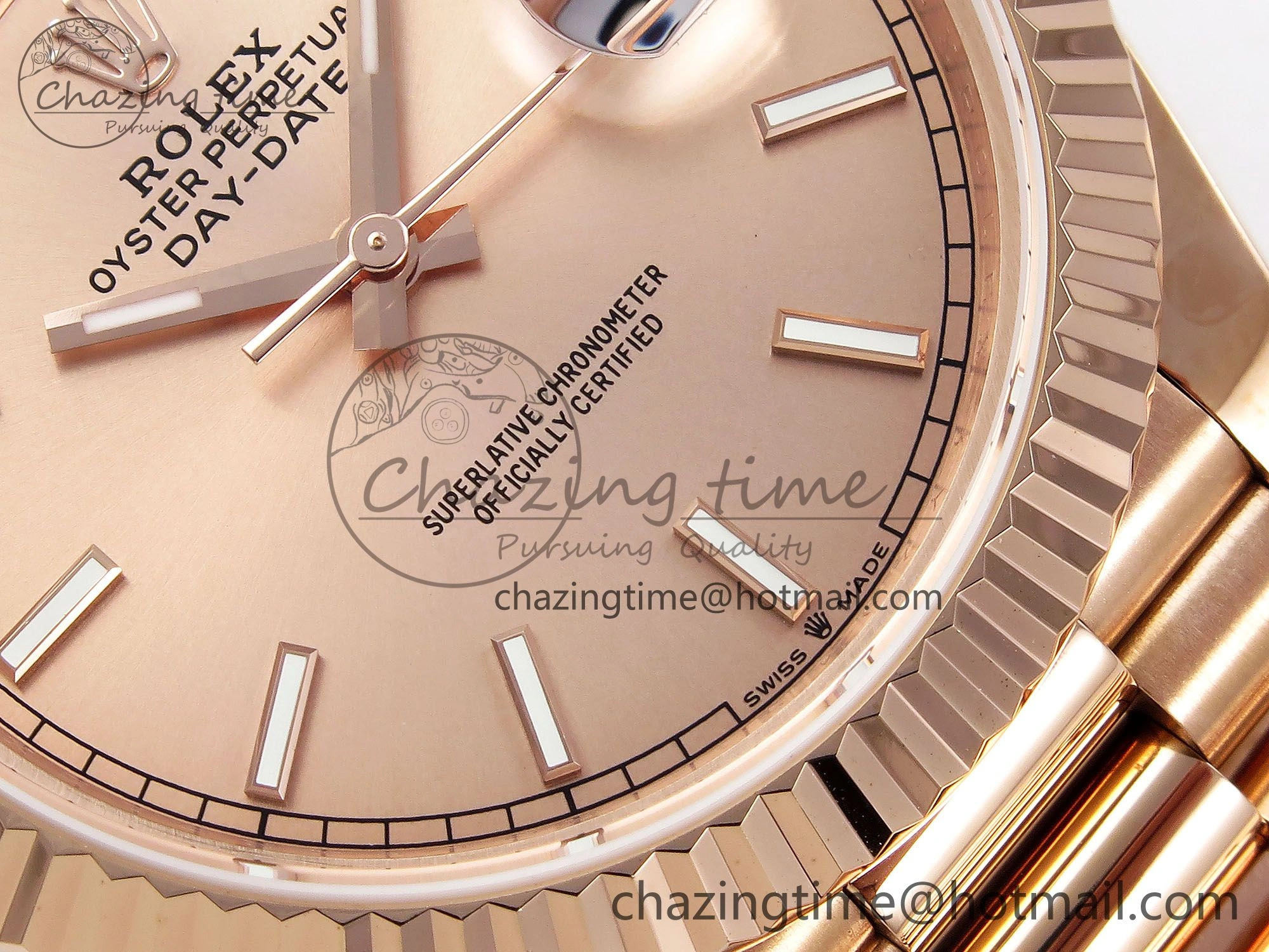 Day Date 40 RG JDF 904L Steel RG Stick Dial on President Bracelet VR3255 V3 (Gain Weight)