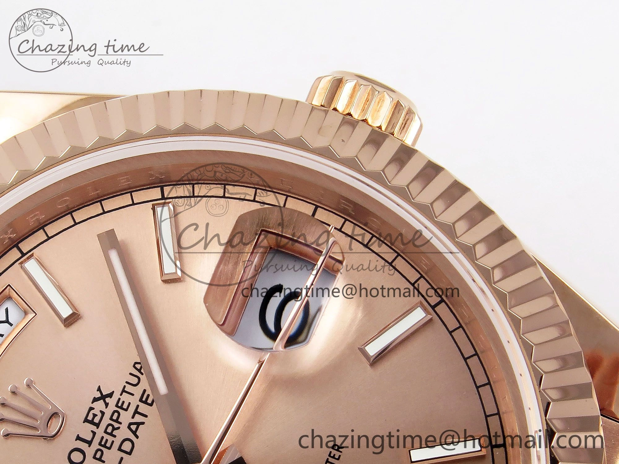 Day Date 40 RG JDF 904L Steel RG Stick Dial on President Bracelet VR3255 V3 (Gain Weight)