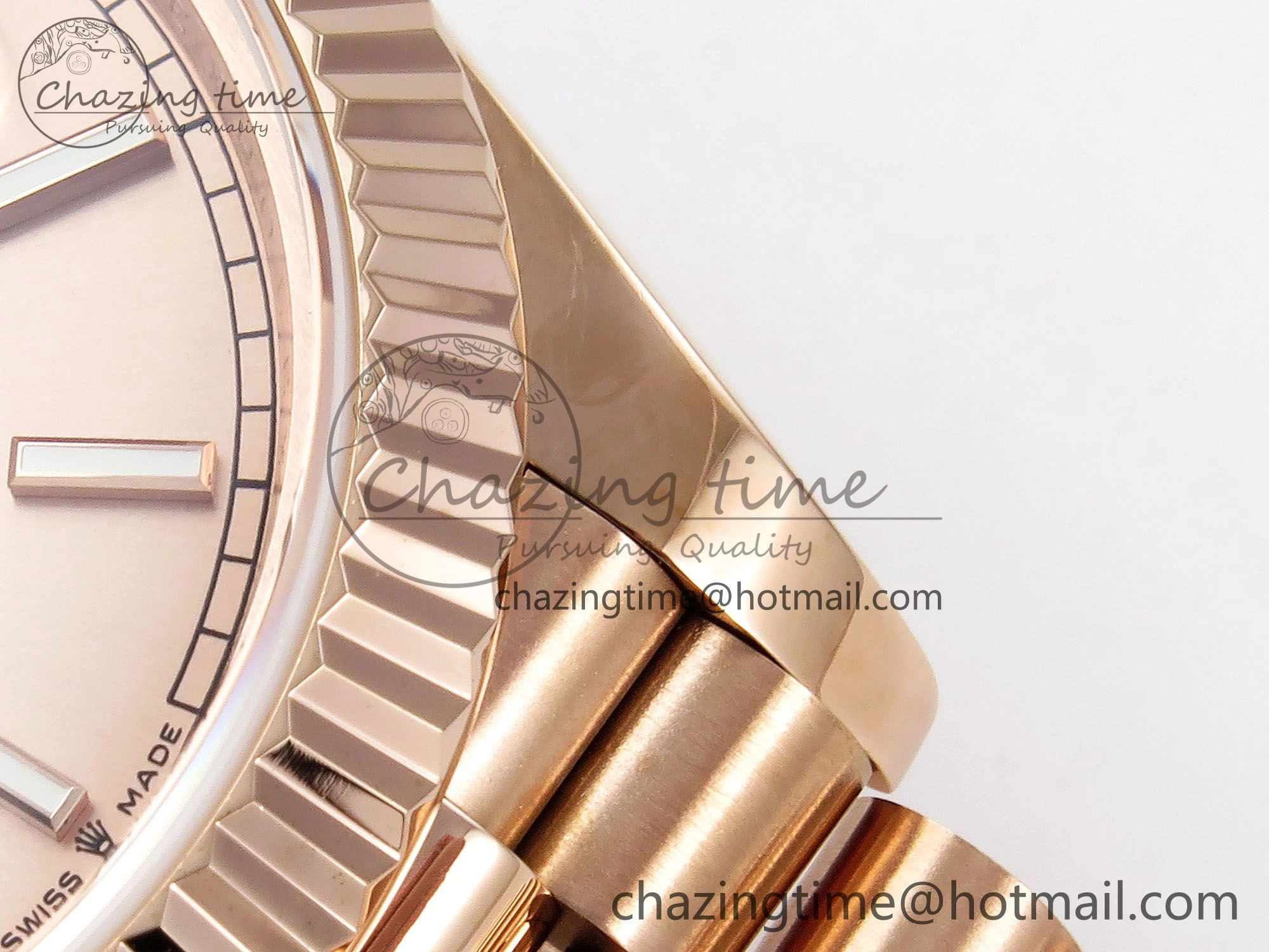 Day Date 40 RG JDF 904L Steel RG Stick Dial on President Bracelet VR3255 V3 (Gain Weight)