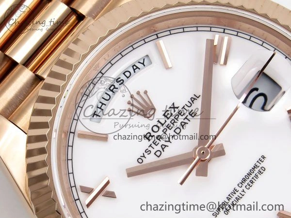 Day Date 40 RG JDF 904L Steel White Big Roman Dial on President Bracelet VR3255 V3 (Gain Weight)