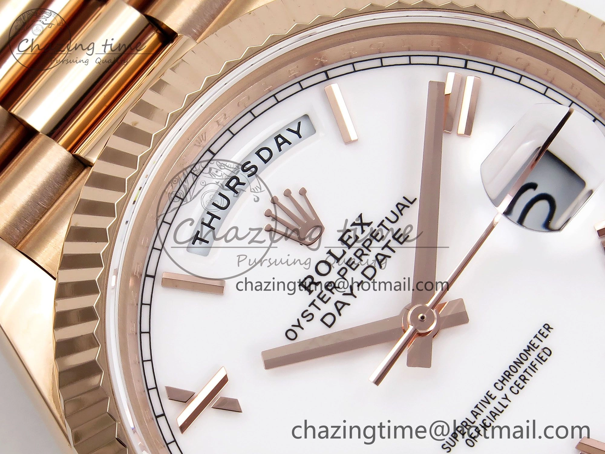 Day Date 40 RG JDF 904L Steel White Big Roman Dial on President Bracelet VR3255 V3 (Gain Weight)
