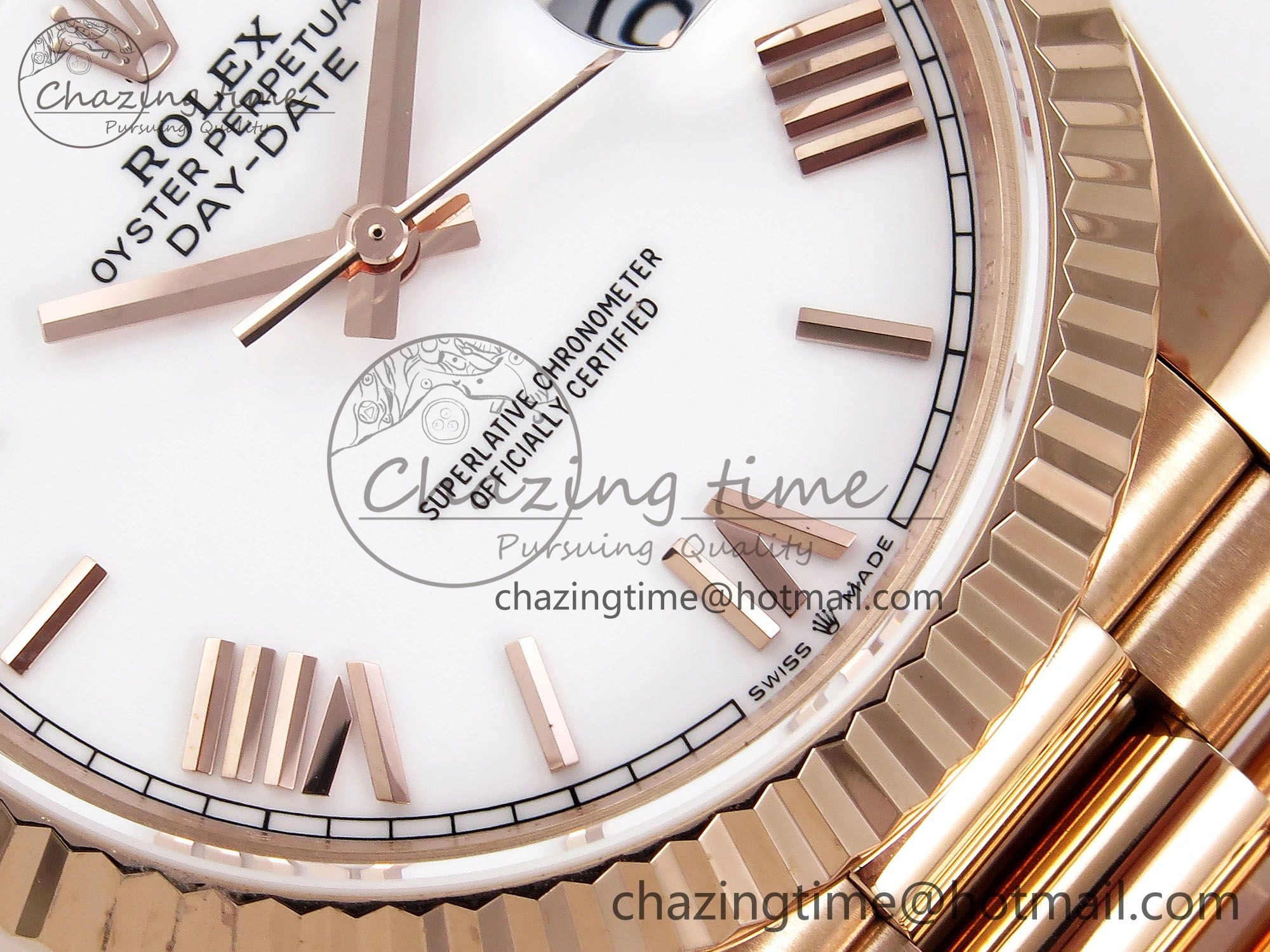 Day Date 40 RG JDF 904L Steel White Big Roman Dial on President Bracelet VR3255 V3 (Gain Weight)