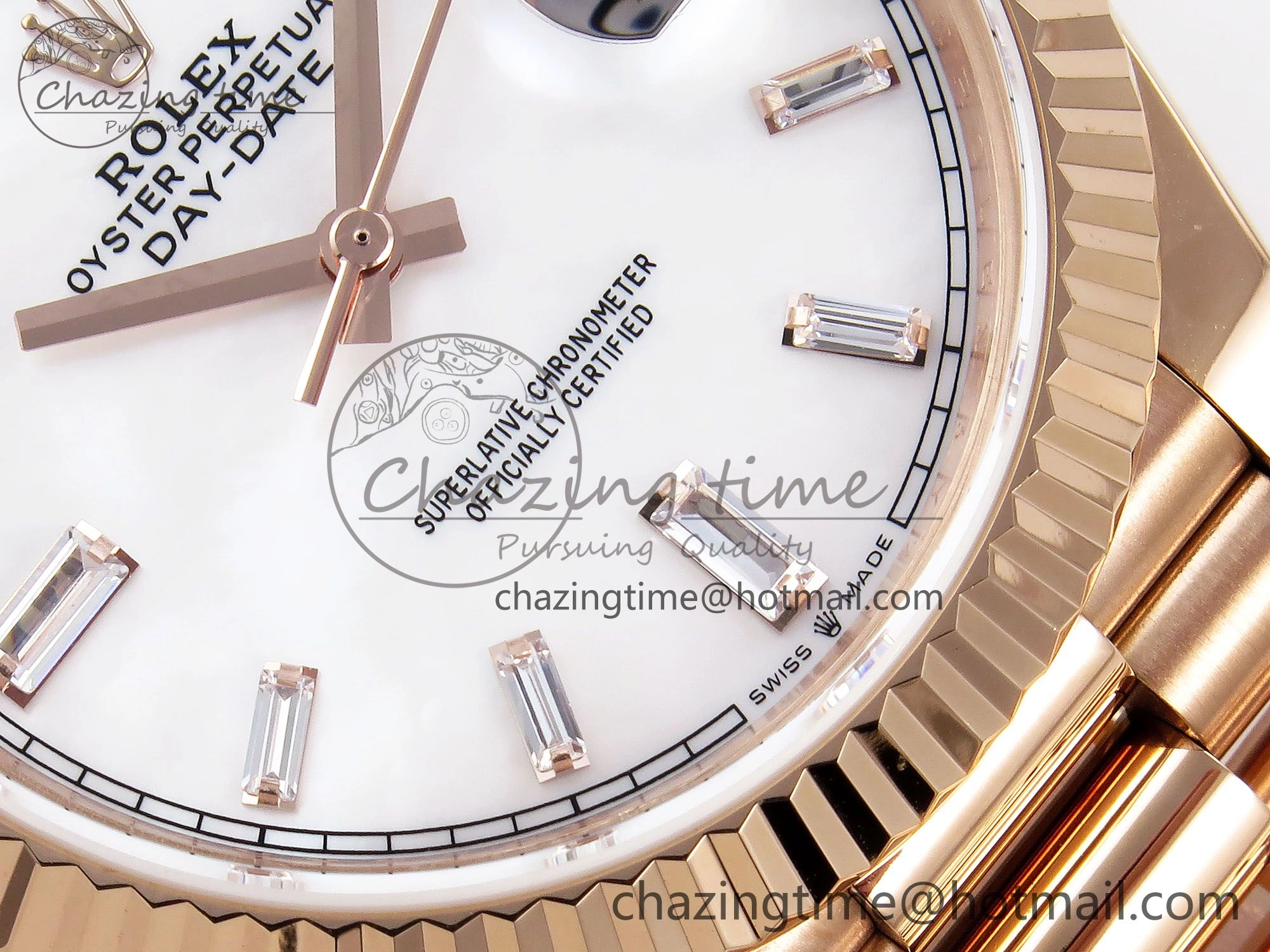 Day Date 40 RG JDF 904L Steel White MOP Crystal Dial on President Bracelet VR3255 V3 (Gain Weight)