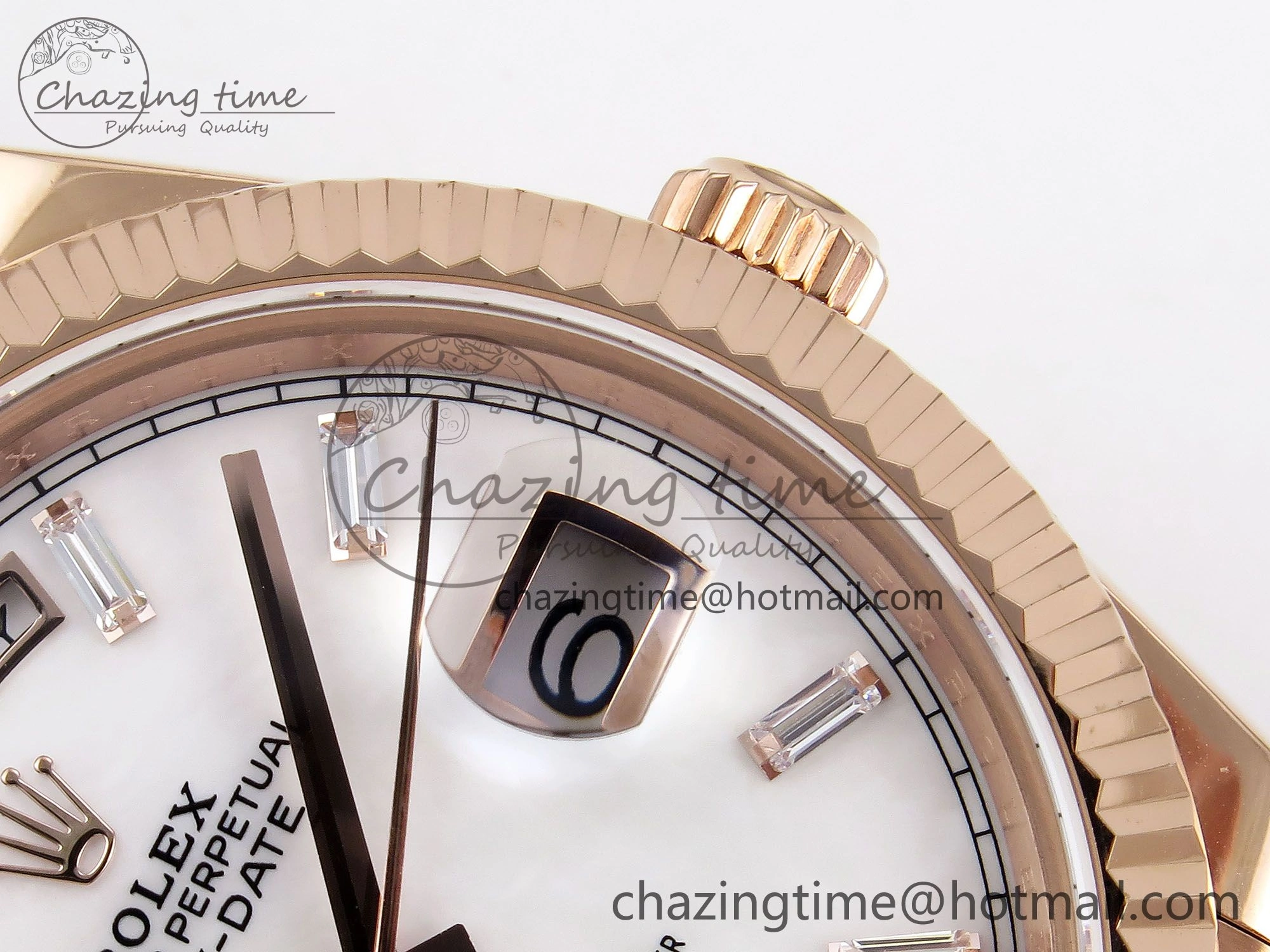 Day Date 40 RG JDF 904L Steel White MOP Crystal Dial on President Bracelet VR3255 V3 (Gain Weight)